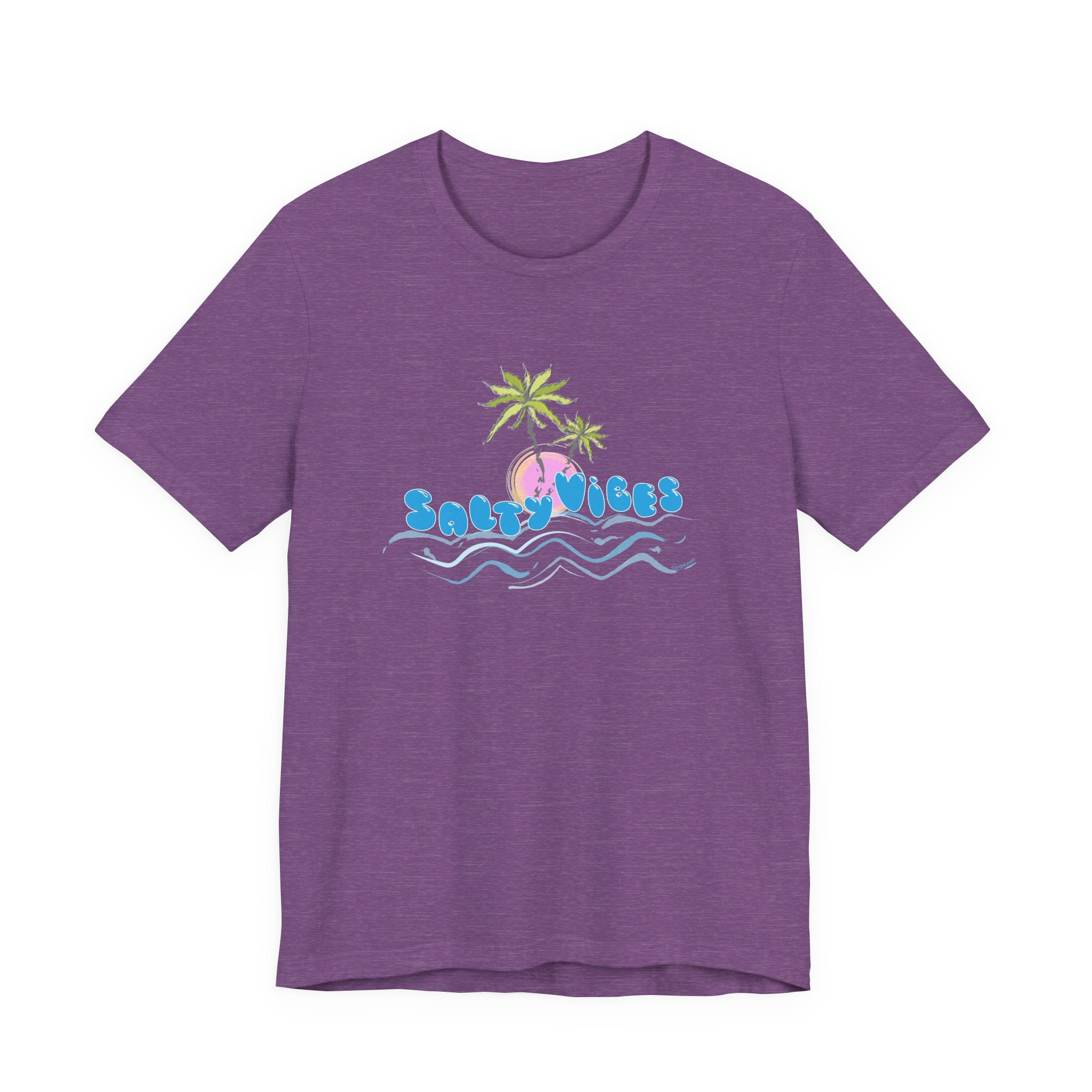 Salty Vibes Palm Trees Beach Graphic Unisex Short Sleeve Tee
