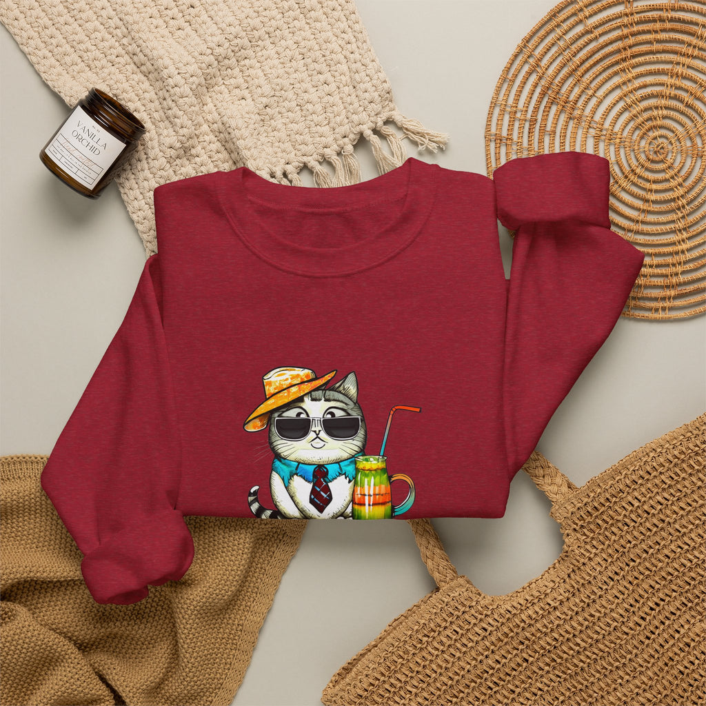 Fun Purr-fectly Chilled Cat Graphic Unisex Heavy Blend™ Crewneck Sweatshirt