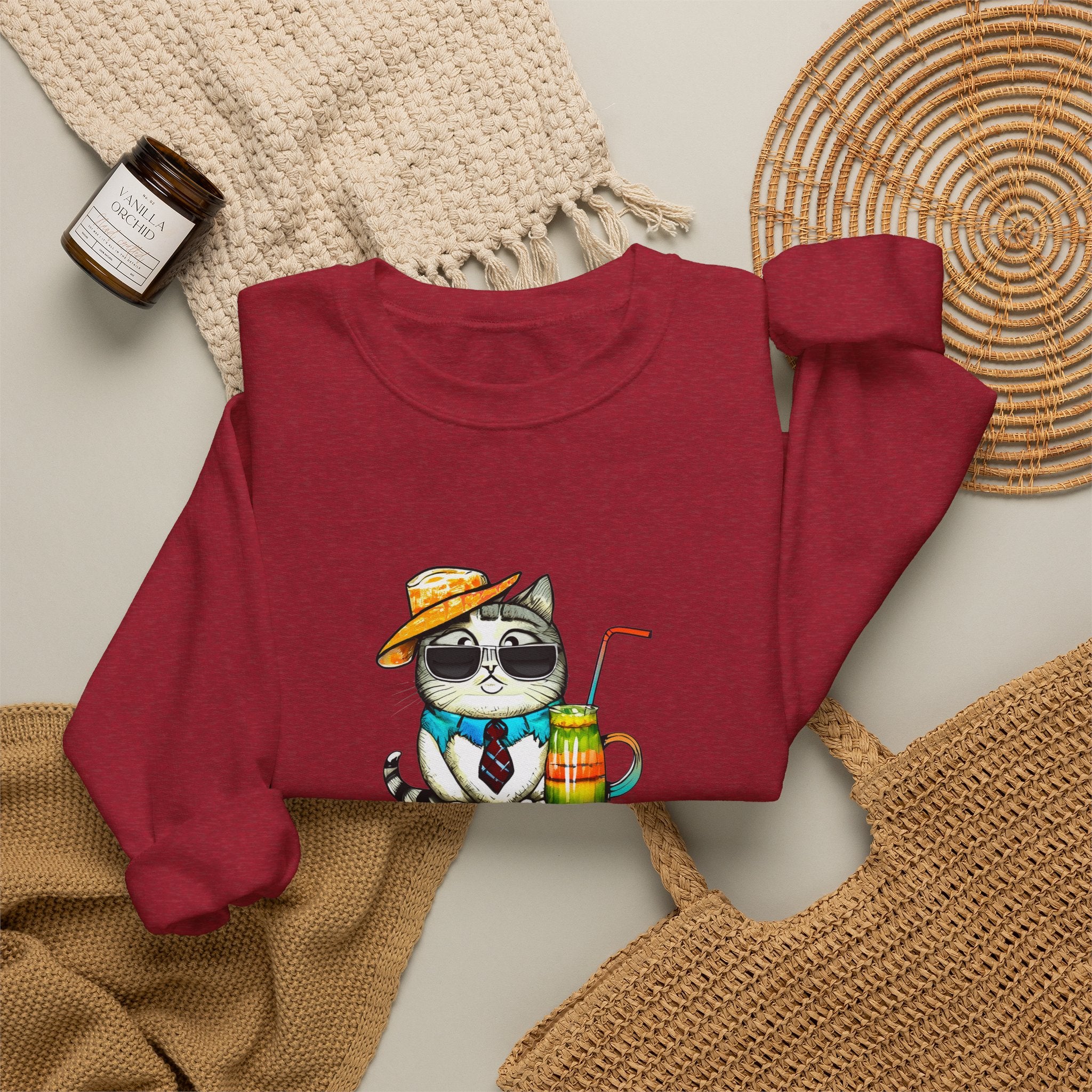 Fun Purr-fectly Chilled Cat Graphic Unisex Heavy Blend™ Crewneck Sweatshirt