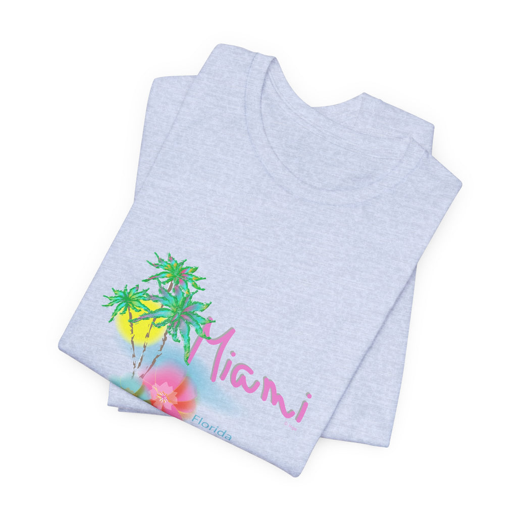 MIAMI, Florida Palm Sunset Graphic Unisex Jersey Short Sleeve Tee