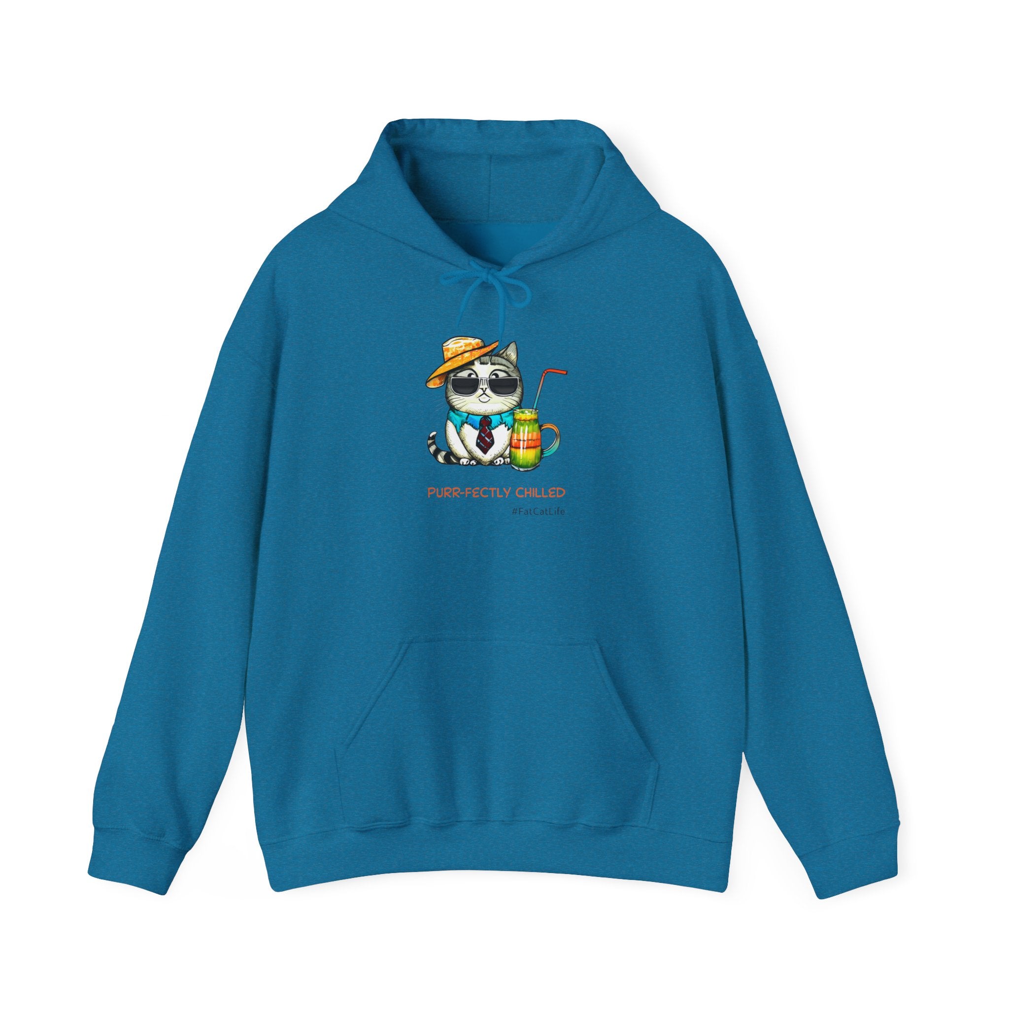 Purr-fectly Chilled Cat Graphic Hoodie Unisex Heavy Blend™ Hooded Sweatshirt
