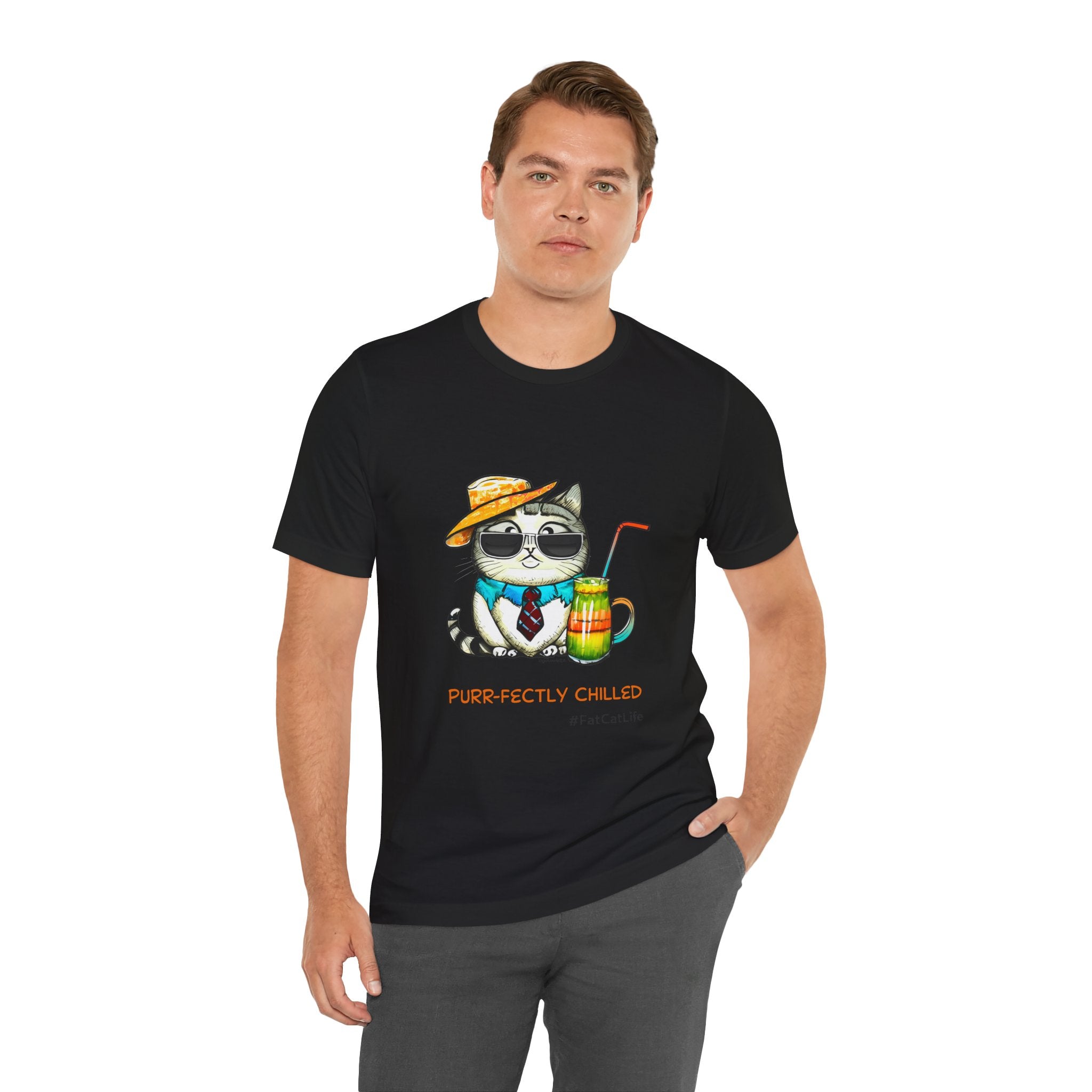 Purr-fectly Chilled Cat Graphic T-Shirt