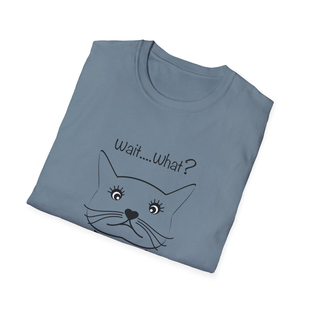 Wait, What? Funny Cat Graphic T-Shirt with Bow Tie