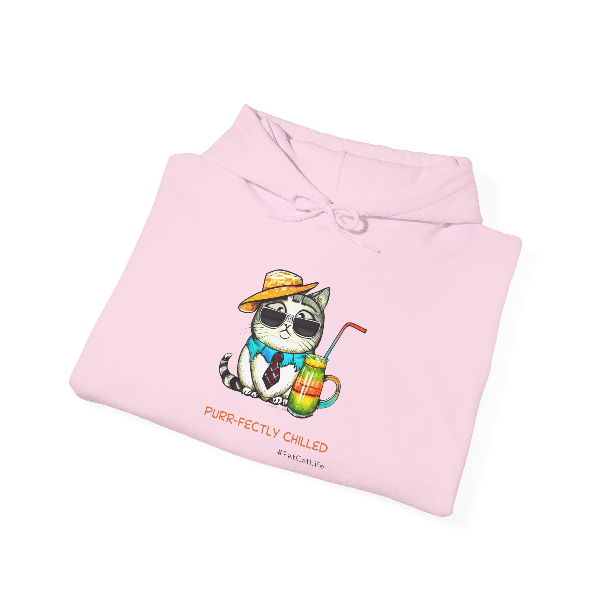Purr-fectly Chilled Cat Graphic Hoodie Unisex Heavy Blend™ Hooded Sweatshirt