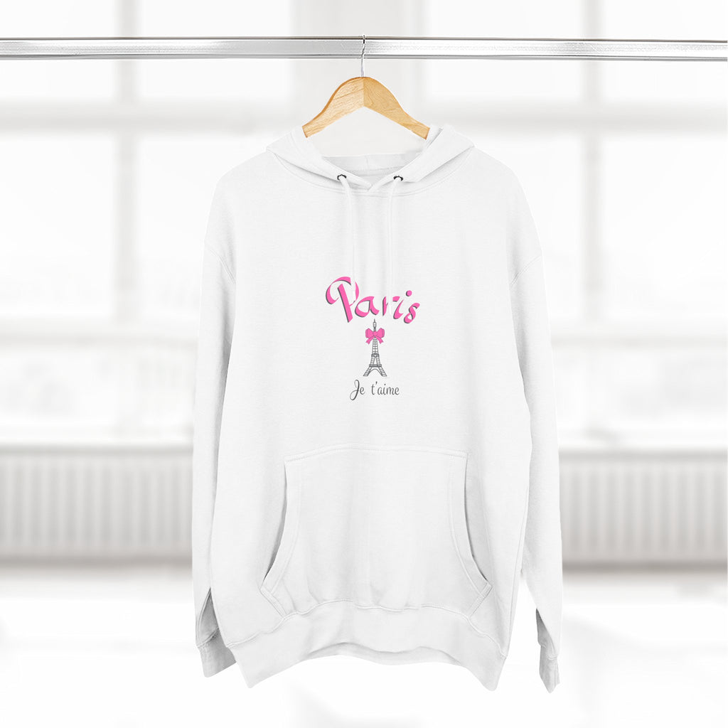 Paris Je T’aime Eiffel Tower Graphic Hoodie - Three-Panel Fleece Hoodie