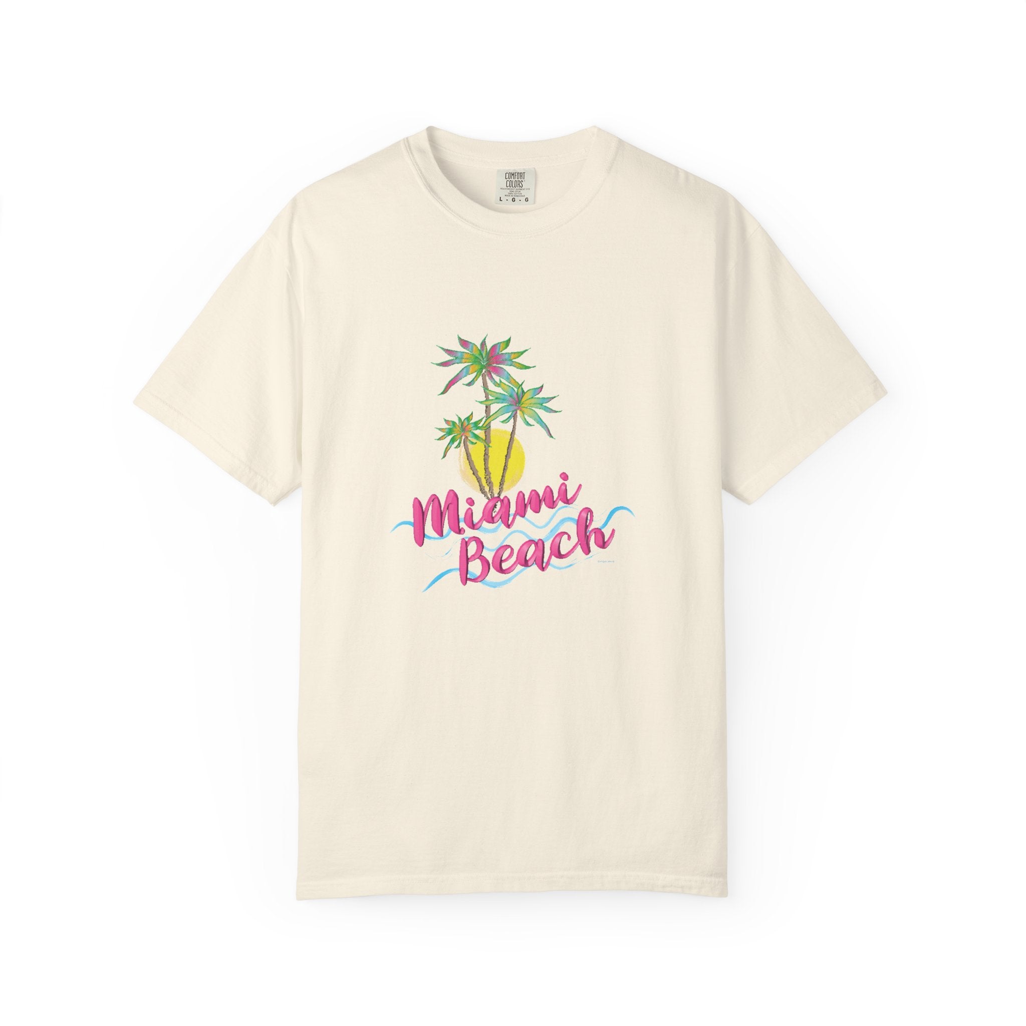 MIAMI BEACH Palm Sunset Graphic Unisex Garment-Dyed T-shirt