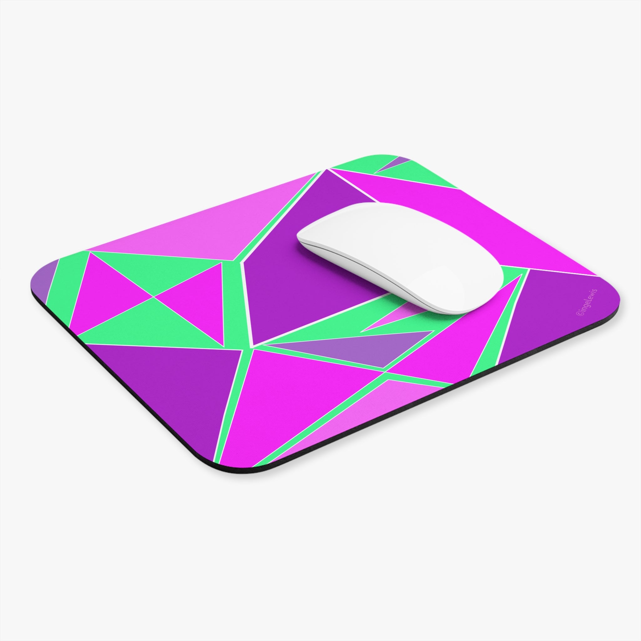 Abstract Purple and Green Shapes Mouse Pad (Rectangle)