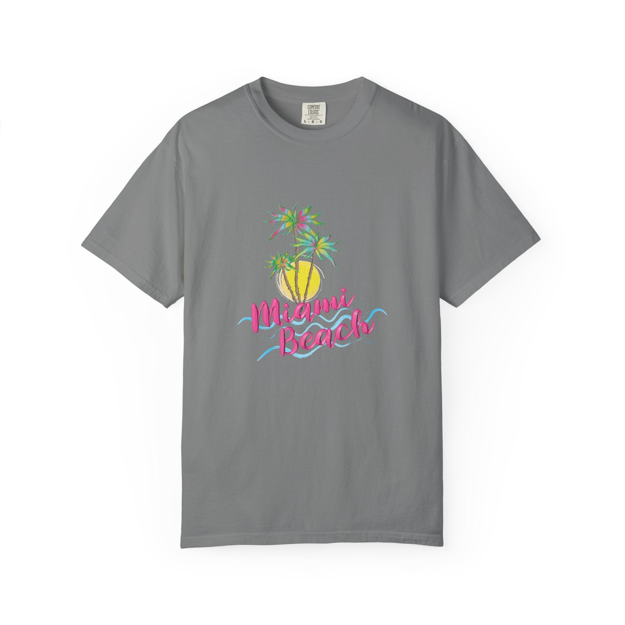 MIAMI BEACH Palm Sunset Graphic Unisex Garment-Dyed T-shirt