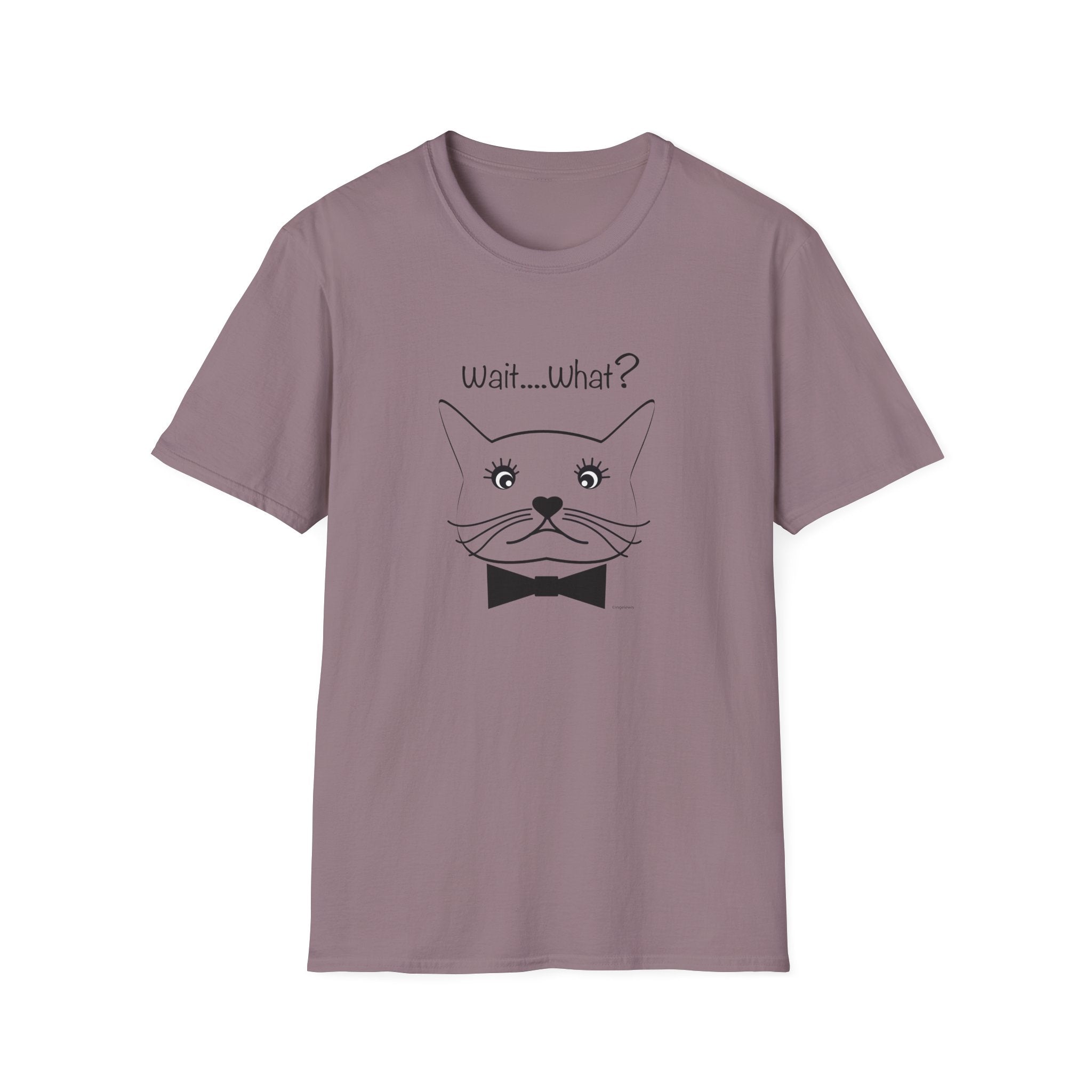 Wait, What? Funny Cat Graphic T-Shirt with Bow Tie