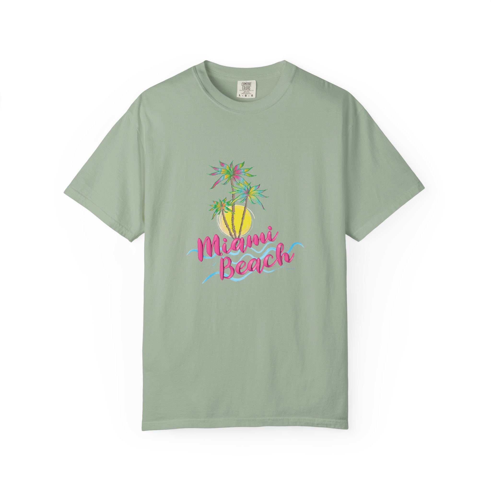 MIAMI BEACH Palm Sunset Graphic Unisex Garment-Dyed T-shirt