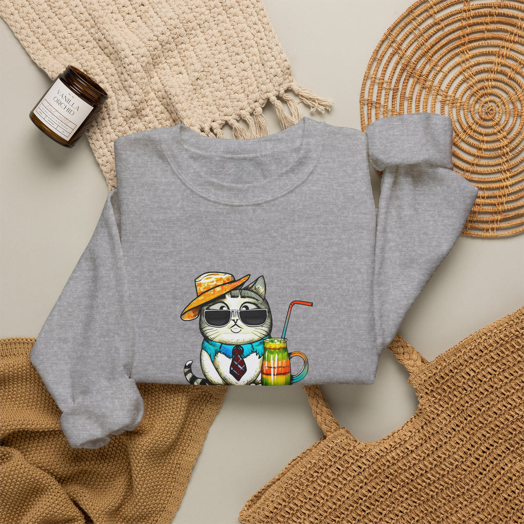 Fun Purr-fectly Chilled Cat Graphic Unisex Heavy Blend™ Crewneck Sweatshirt