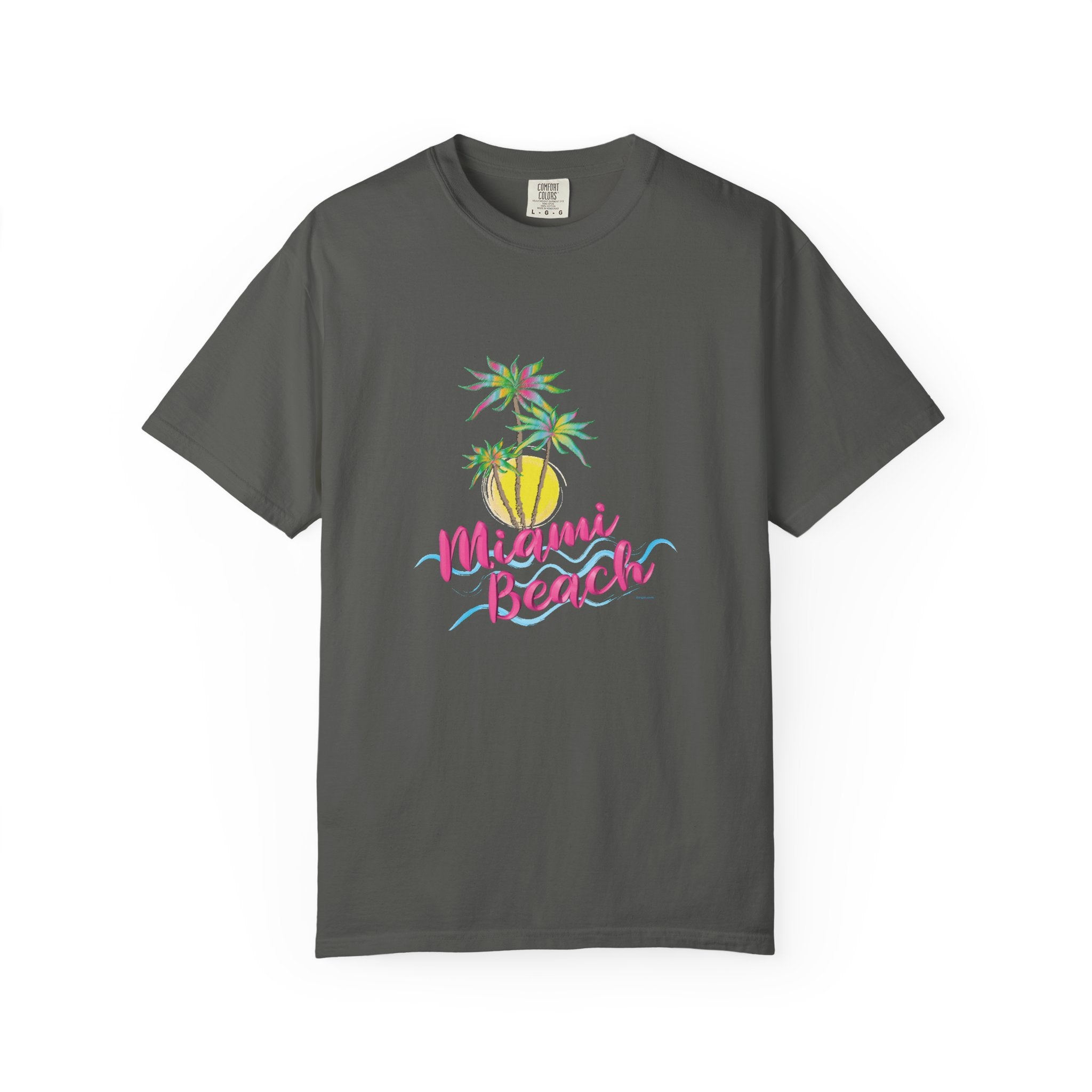 MIAMI BEACH Palm Sunset Graphic Unisex Garment-Dyed T-shirt