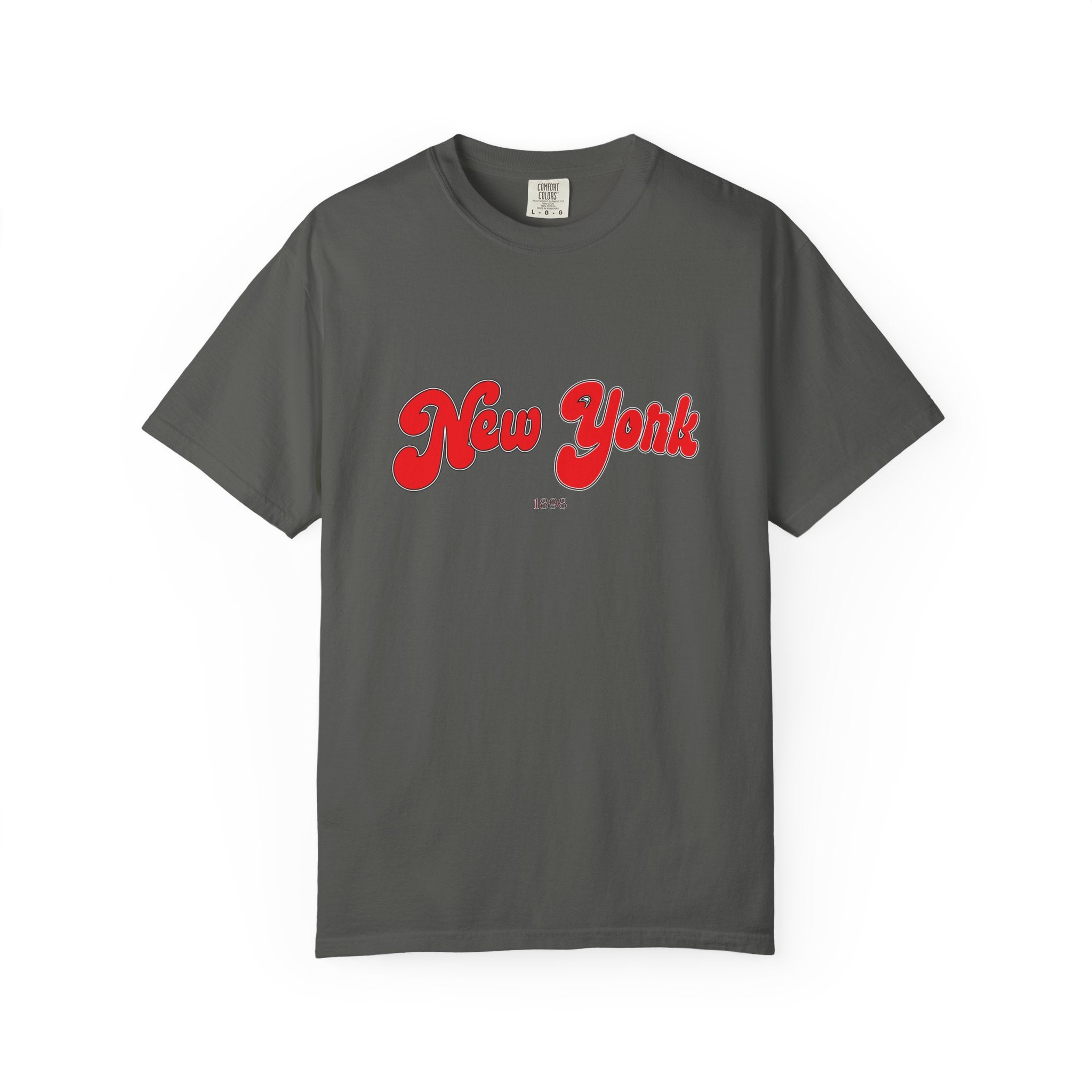 New York 1898 Black Red Lettering Graphic Tee