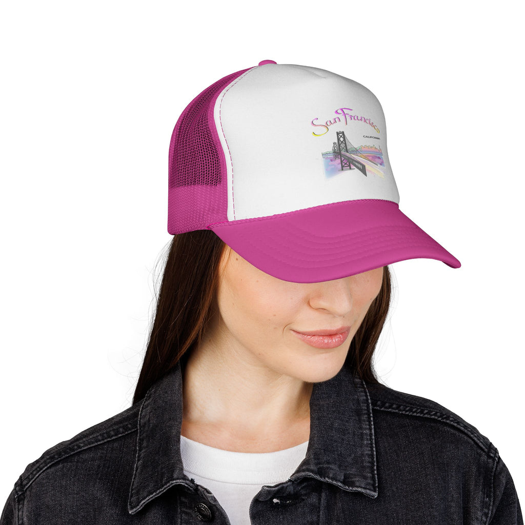 San Francisco Rainbow Bridge Graphic Trucker Caps