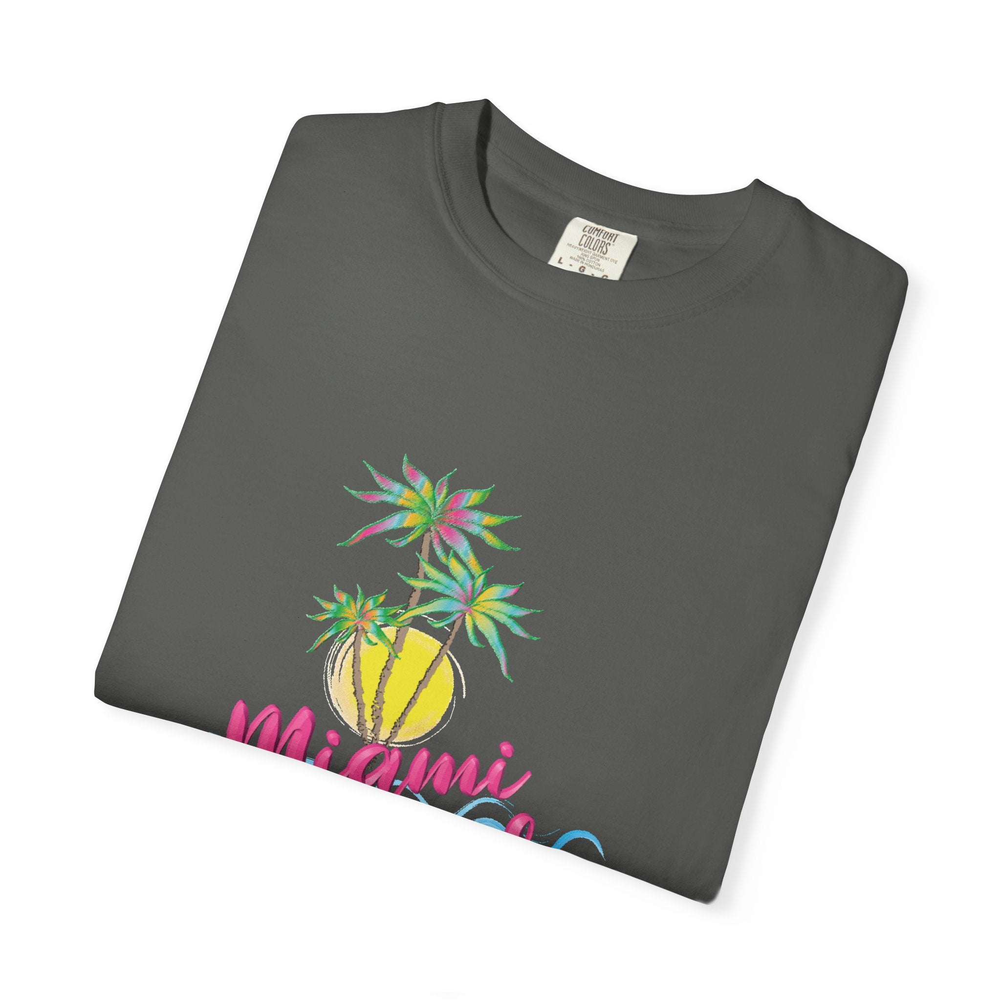 MIAMI BEACH Palm Sunset Graphic Unisex Garment-Dyed T-shirt