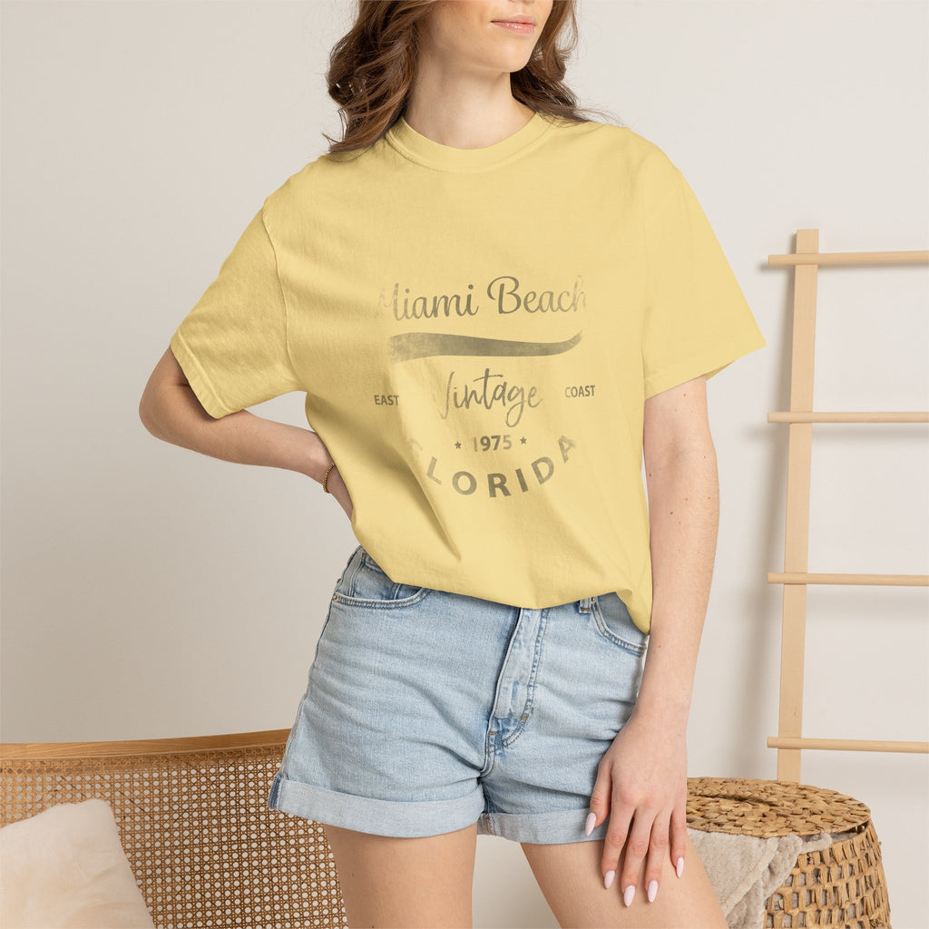 Miami Beach Florida Vintage Graphic Unisex Garment-Dyed T-shirt
