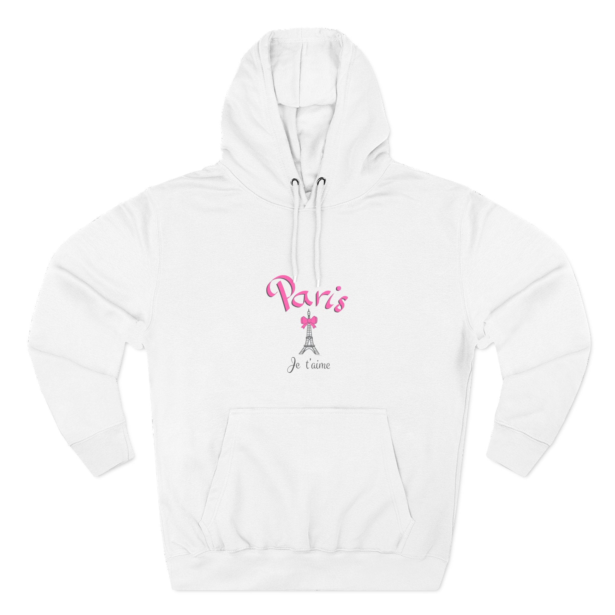 Paris Je T’aime Eiffel Tower Graphic Hoodie - Three-Panel Fleece Hoodie