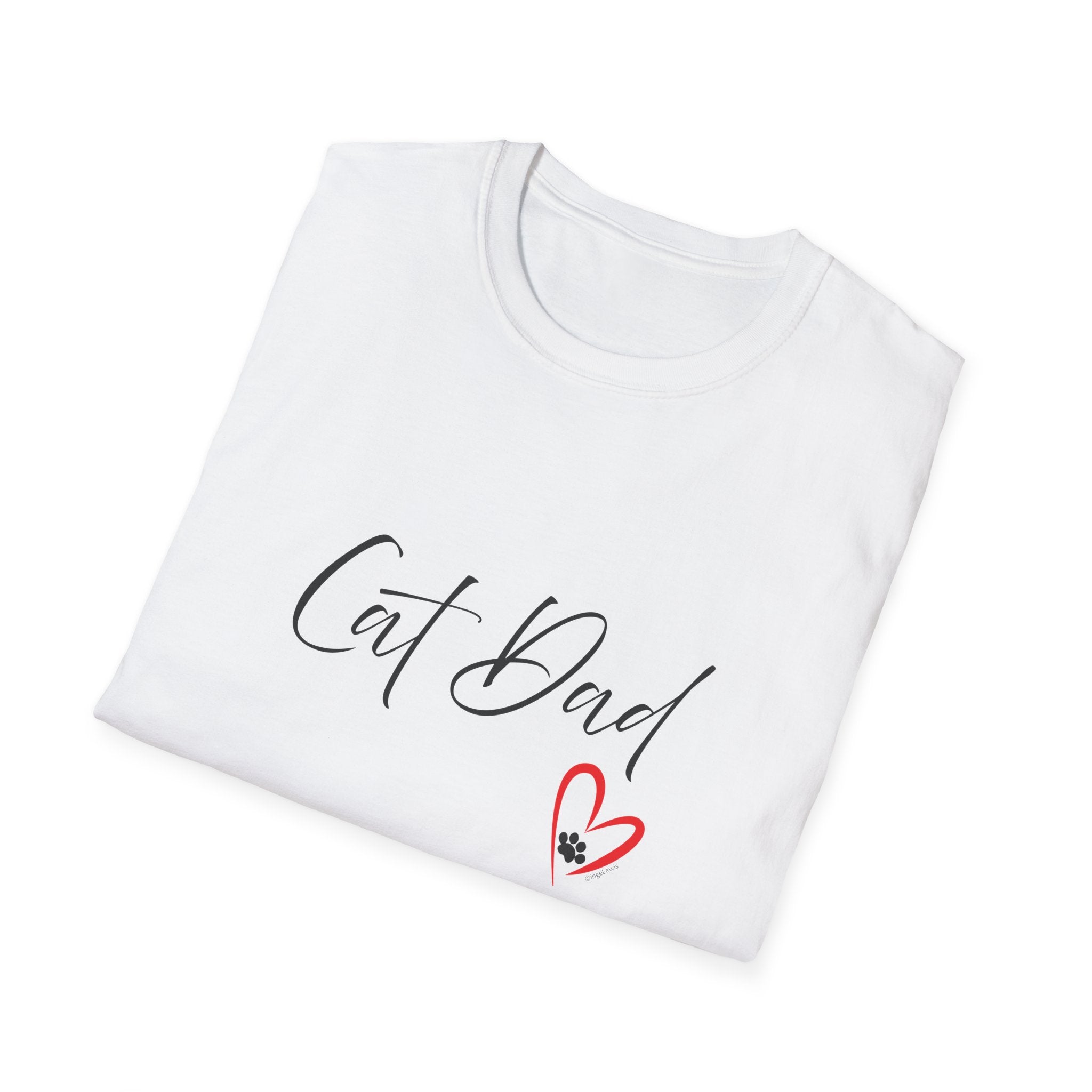 Cat Dad Heart Paw Graphic T-Shirt