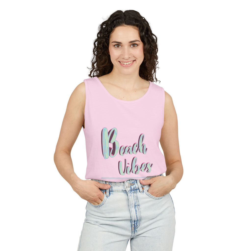 Beach Vibes Graphic Unisex Garment-Dyed Tank Top
