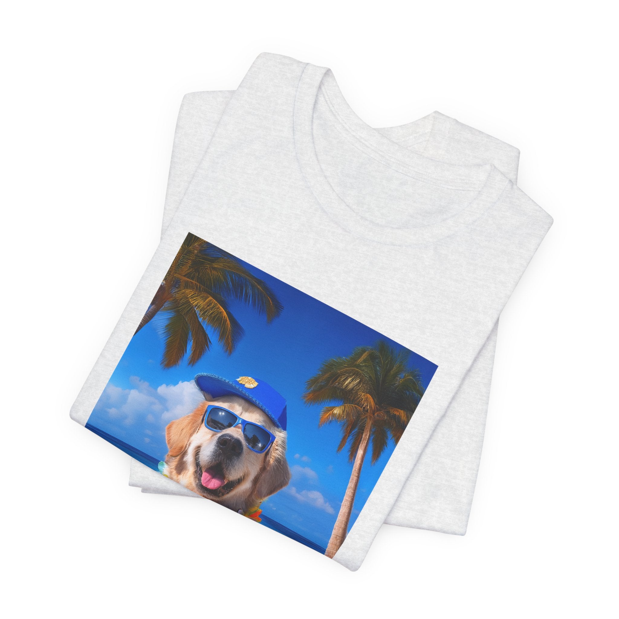Beach Please Dog in Blue Hat T-Shirt