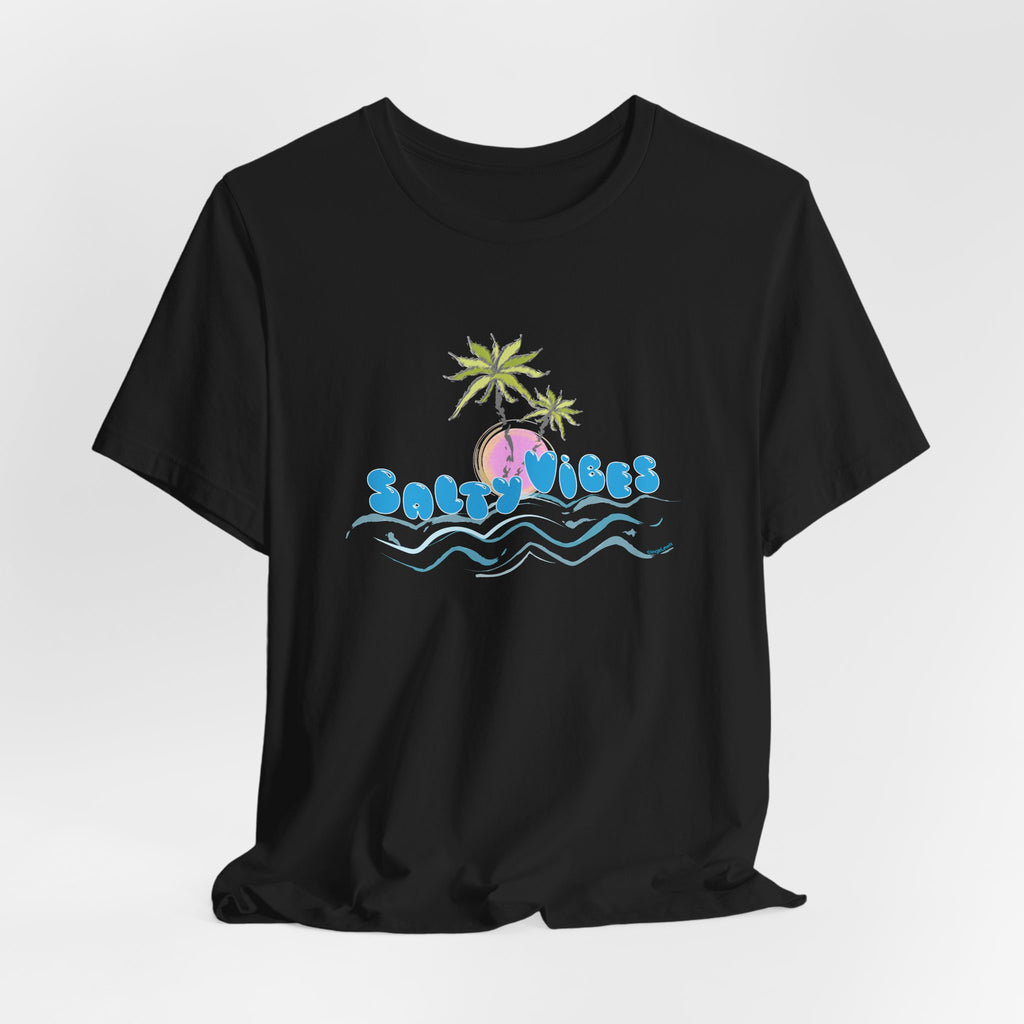Salty Vibes Palm Trees Beach Graphic Unisex Short Sleeve Tee