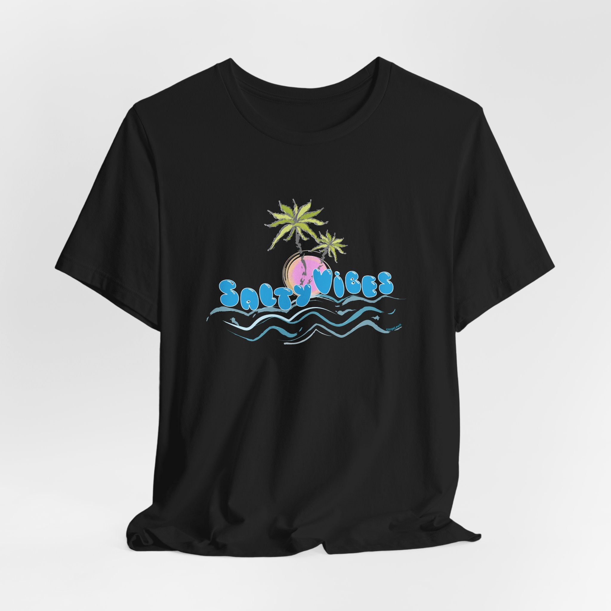 Salty Vibes Palm Trees Beach Graphic Unisex Short Sleeve Tee