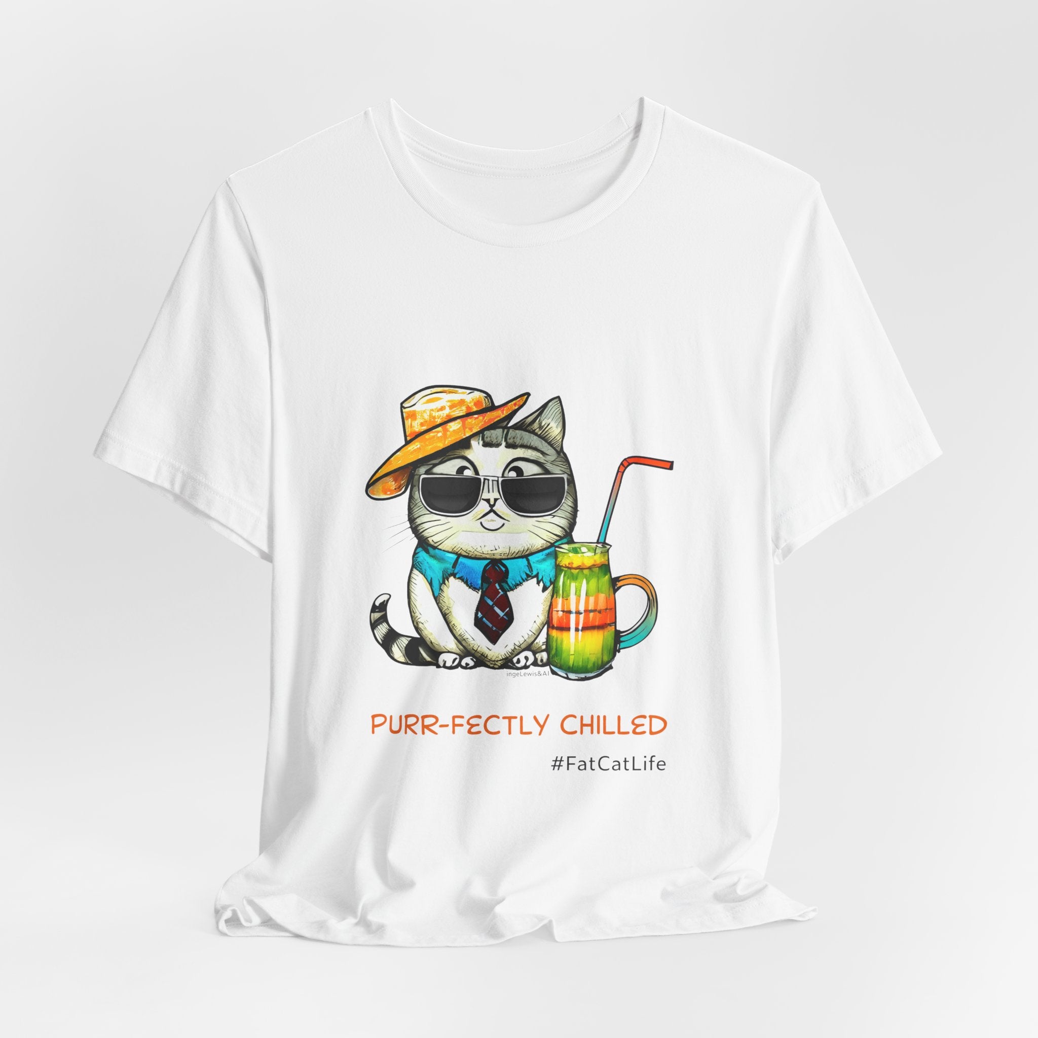 Purr-fectly Chilled Cat Graphic T-Shirt