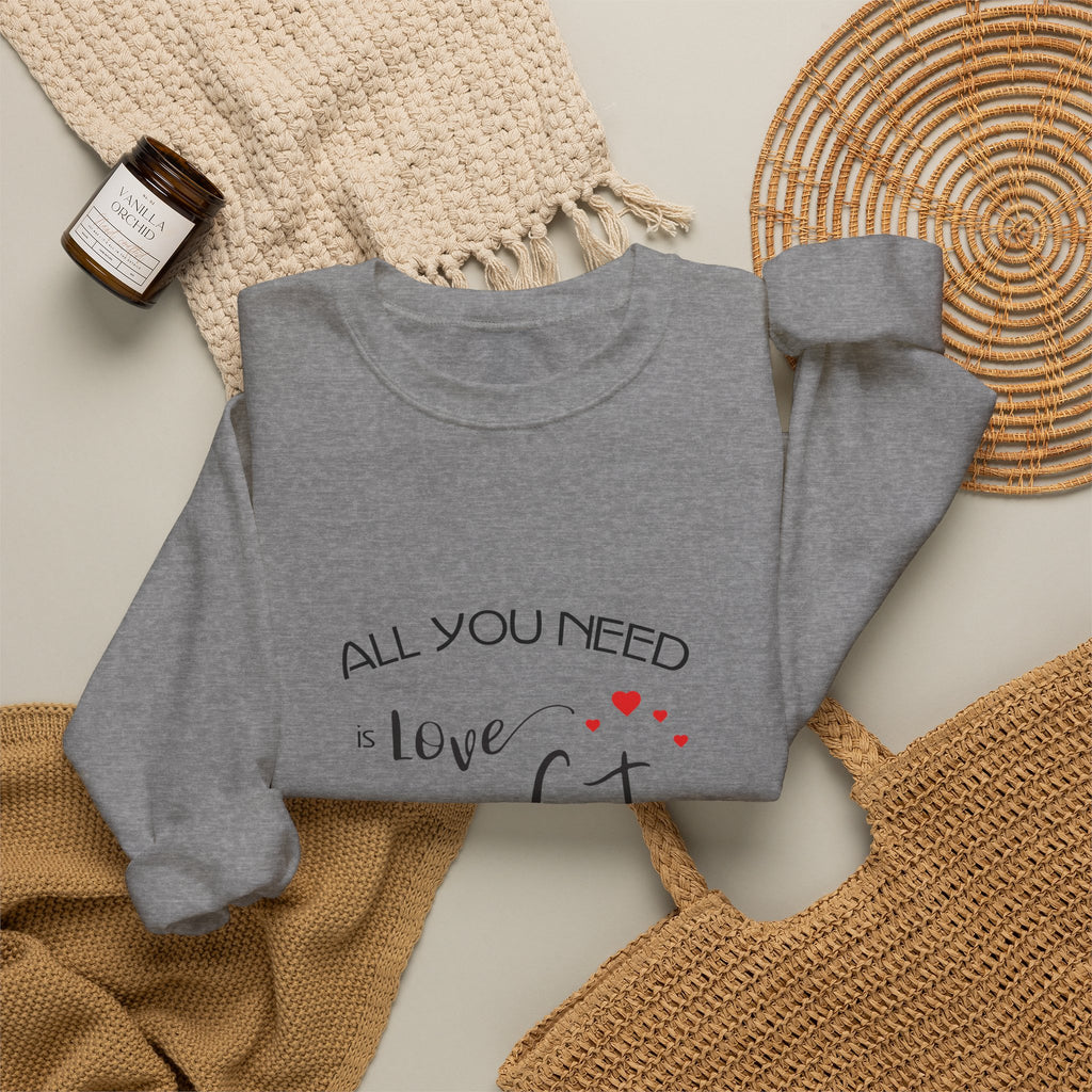 All You Need Is Love and a Cat Graphic Sweatshirt - Unisex Heavy Blend™ Crewneck Sweatshirt