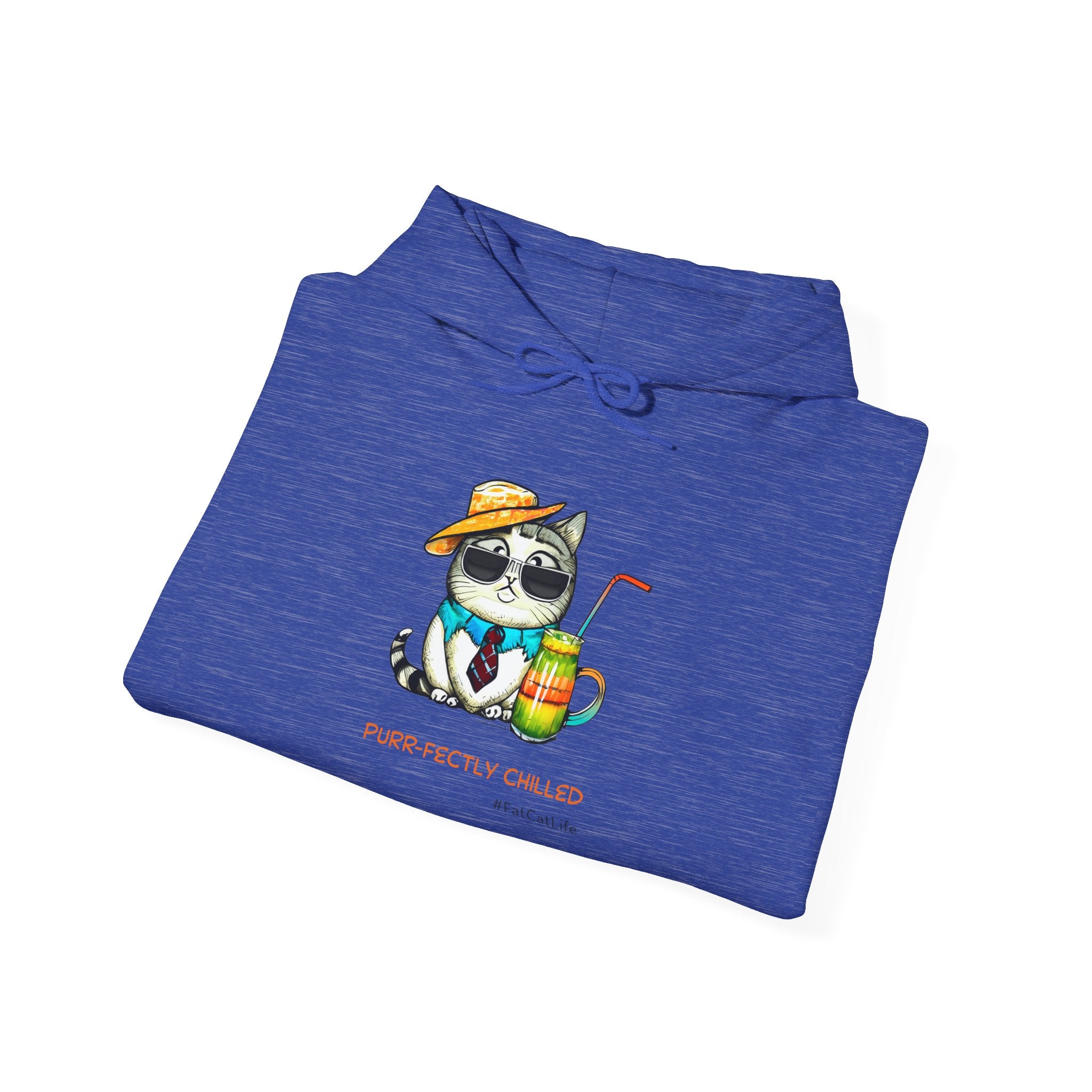 Purr-fectly Chilled Cat Graphic Hoodie Unisex Heavy Blend™ Hooded Sweatshirt