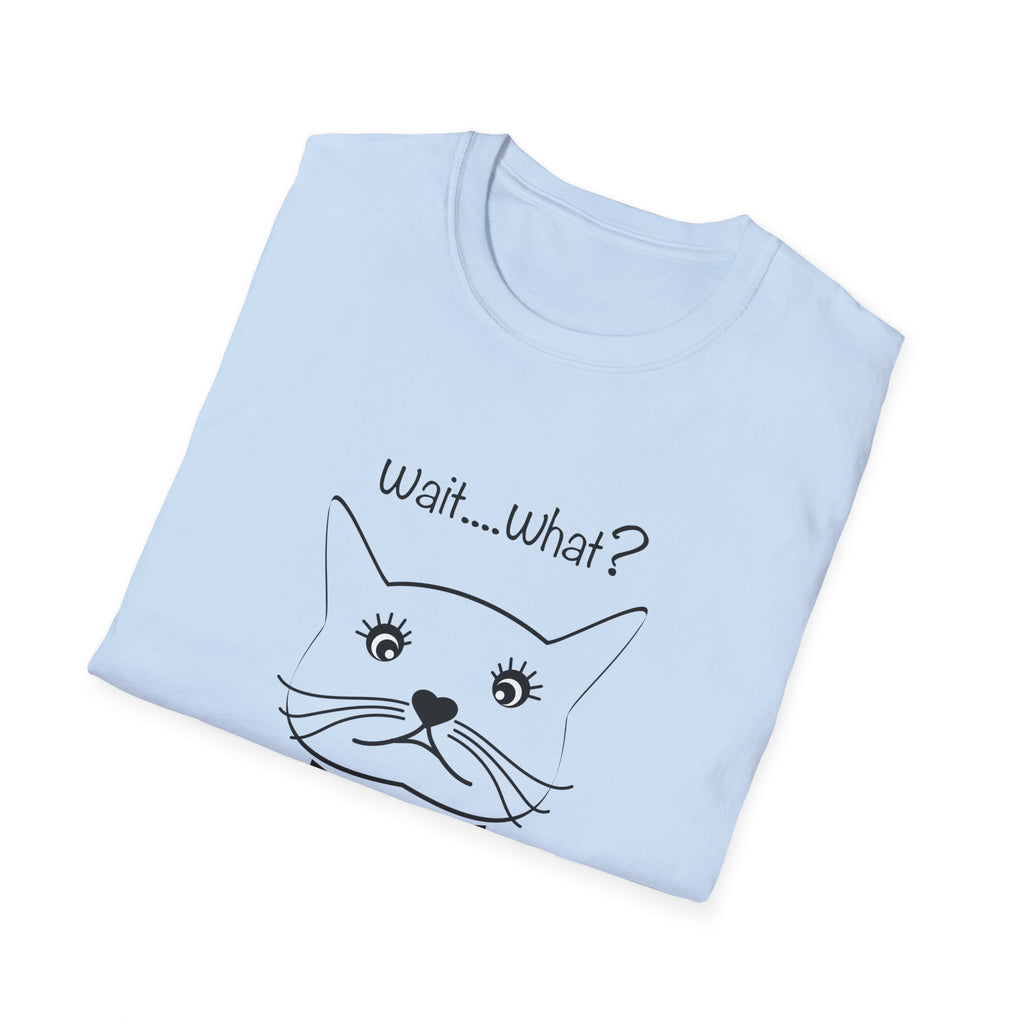 Wait, What? Funny Cat Graphic T-Shirt with Bow Tie