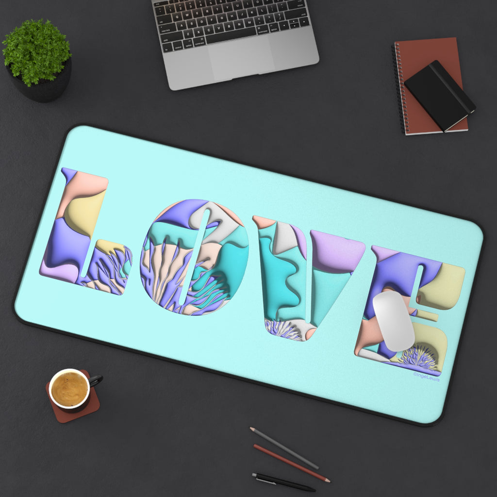 LOVE Colorful Modern 3D Typography Large Desk Mat