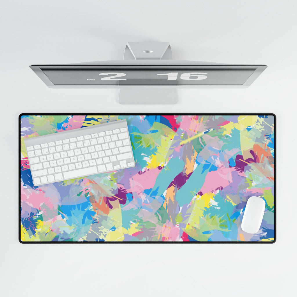 Happy Day colorful Abstract Brushstroke Art Large Desk Mat