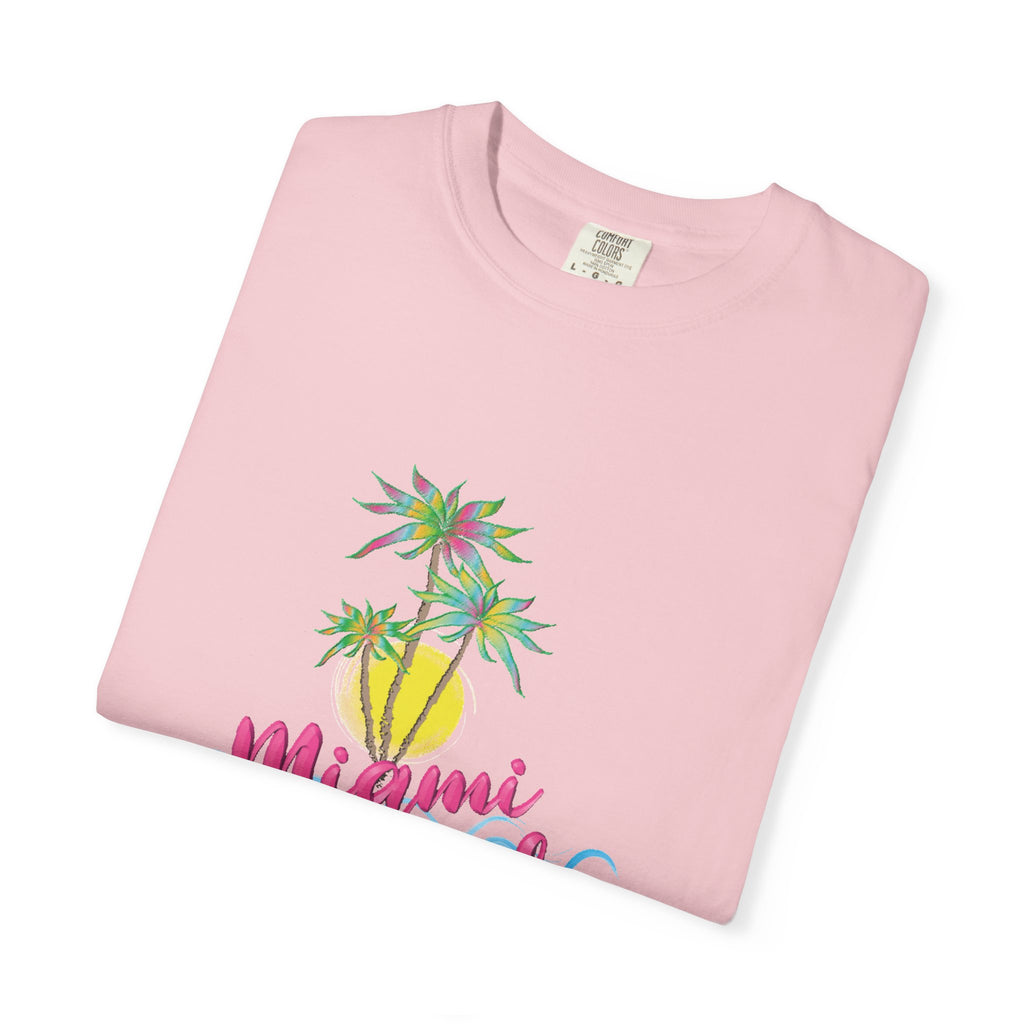 MIAMI BEACH Palm Sunset Graphic Unisex Garment-Dyed T-shirt