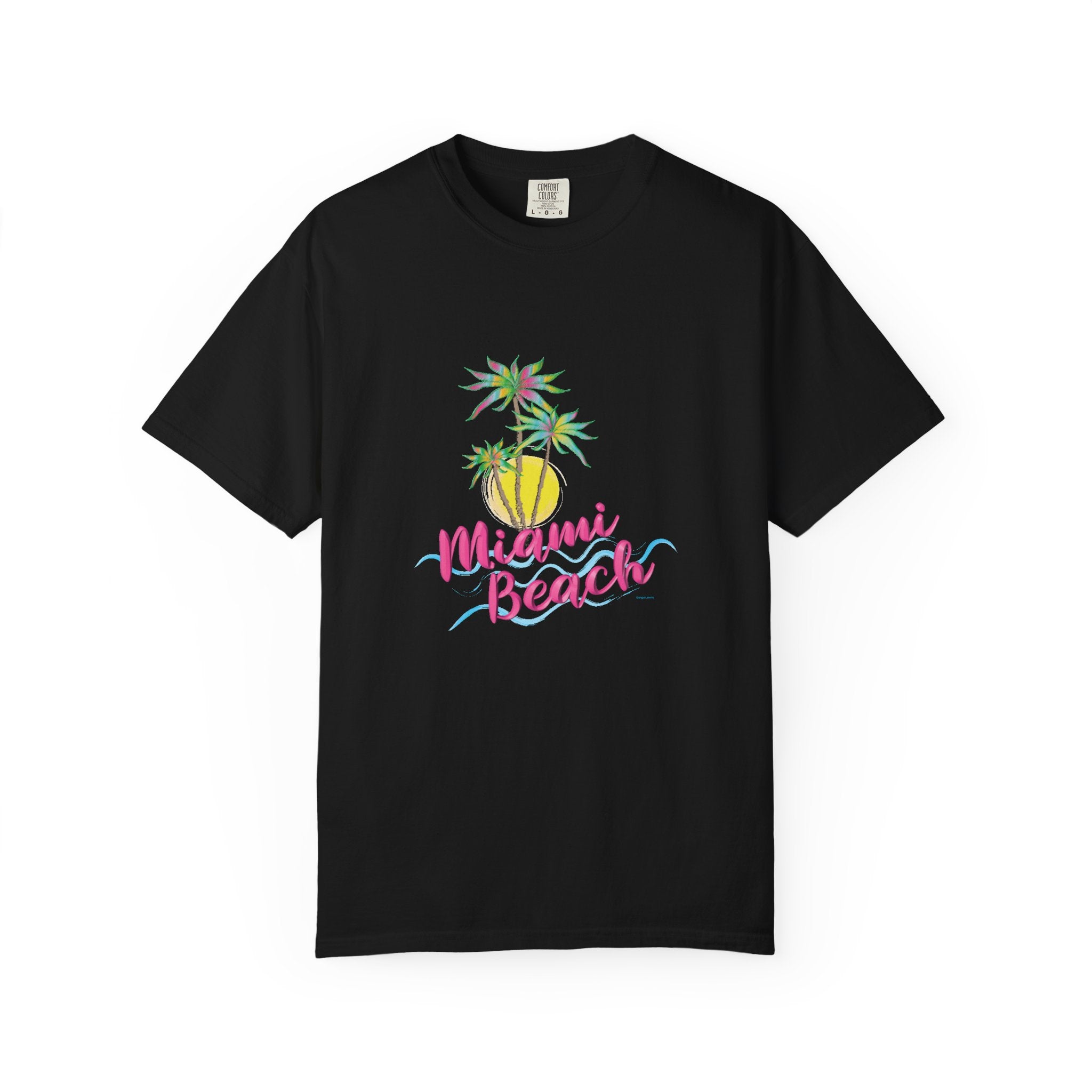 MIAMI BEACH Palm Sunset Graphic Unisex Garment-Dyed T-shirt