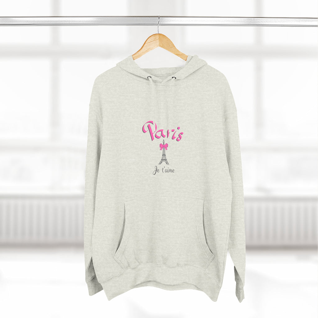 Paris Je T’aime Eiffel Tower Graphic Hoodie - Three-Panel Fleece Hoodie