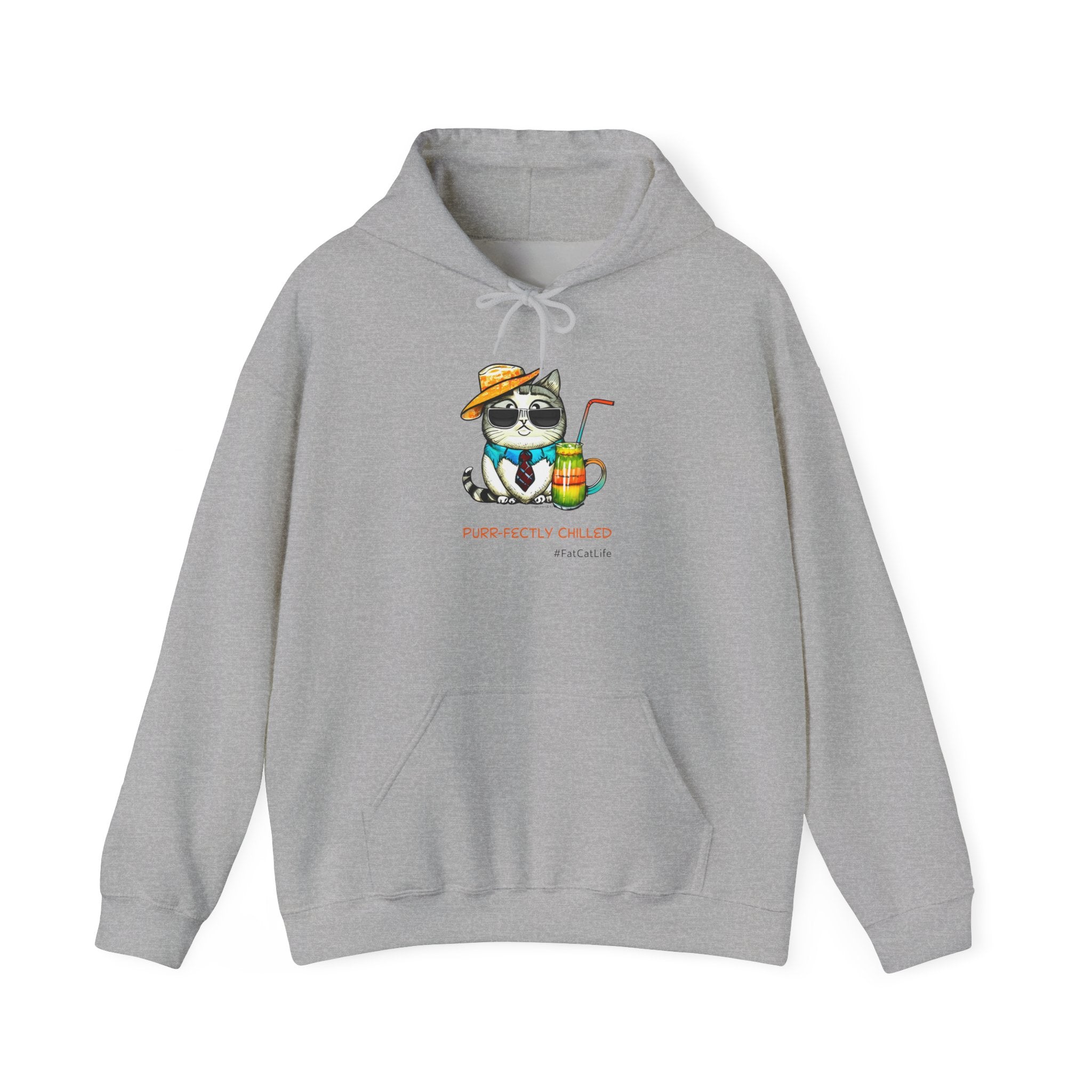 Purr-fectly Chilled Cat Graphic Hoodie Unisex Heavy Blend™ Hooded Sweatshirt