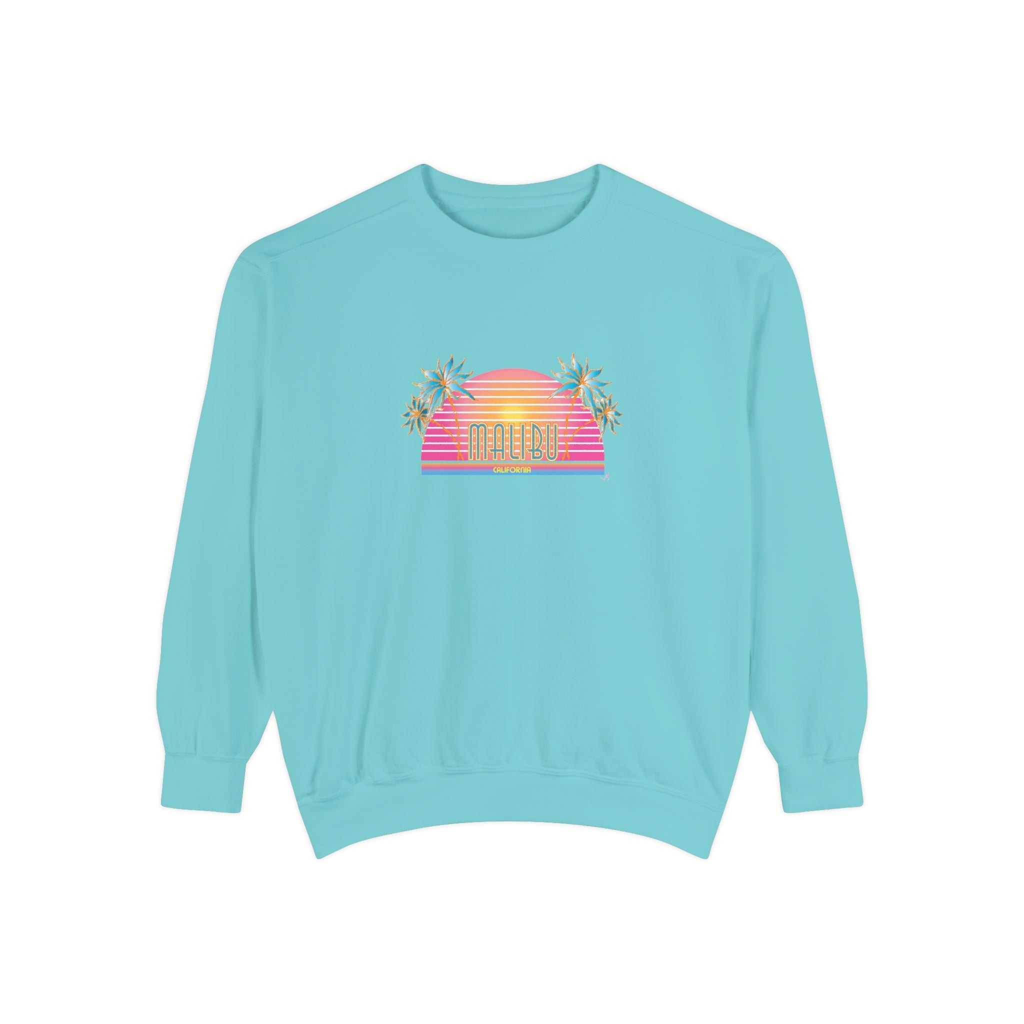 Malibu California Sunset Graphic Unisex Garment-Dyed Sweatshirt
