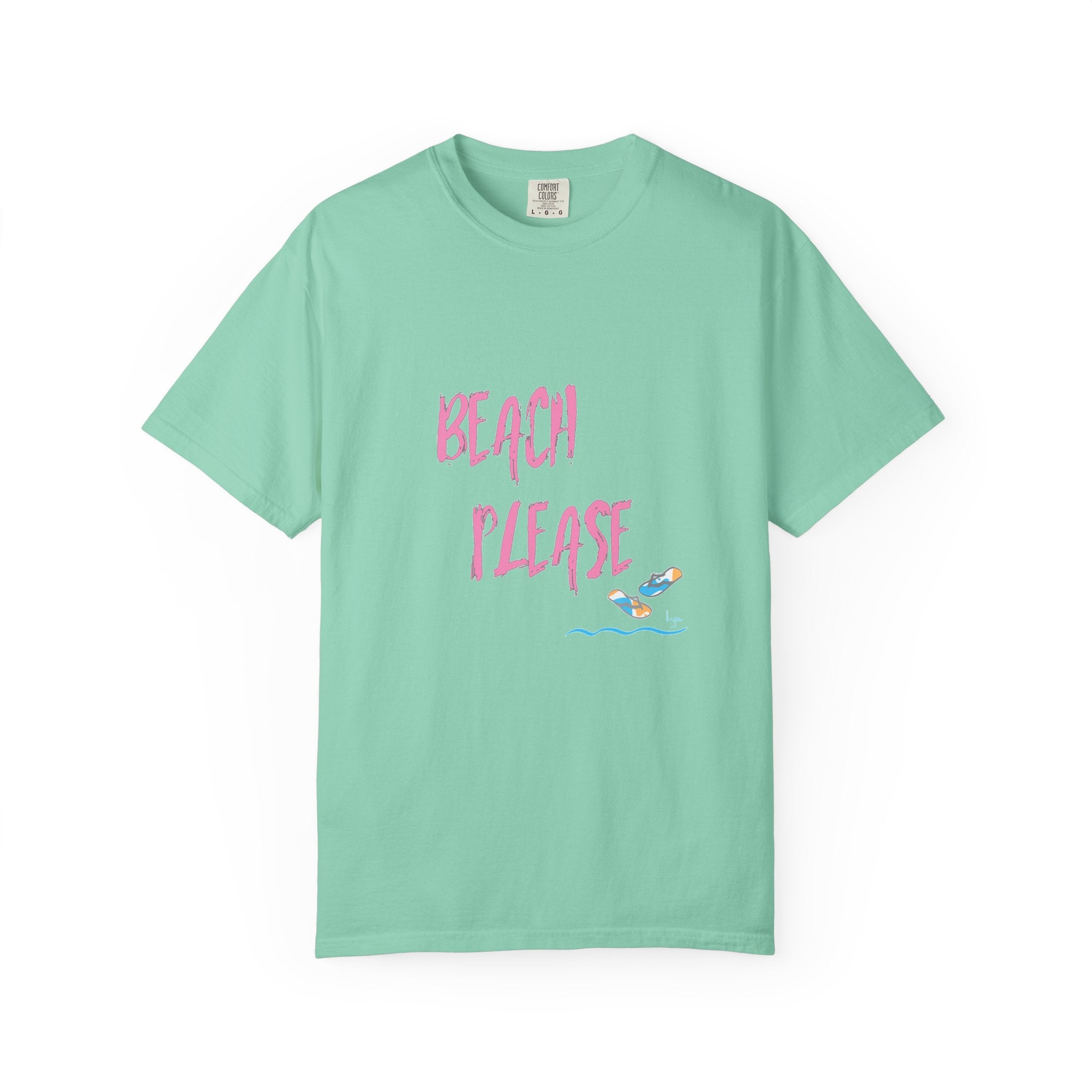 BEACH PLEASE Graphic Unisex Garment-Dyed T-shirt