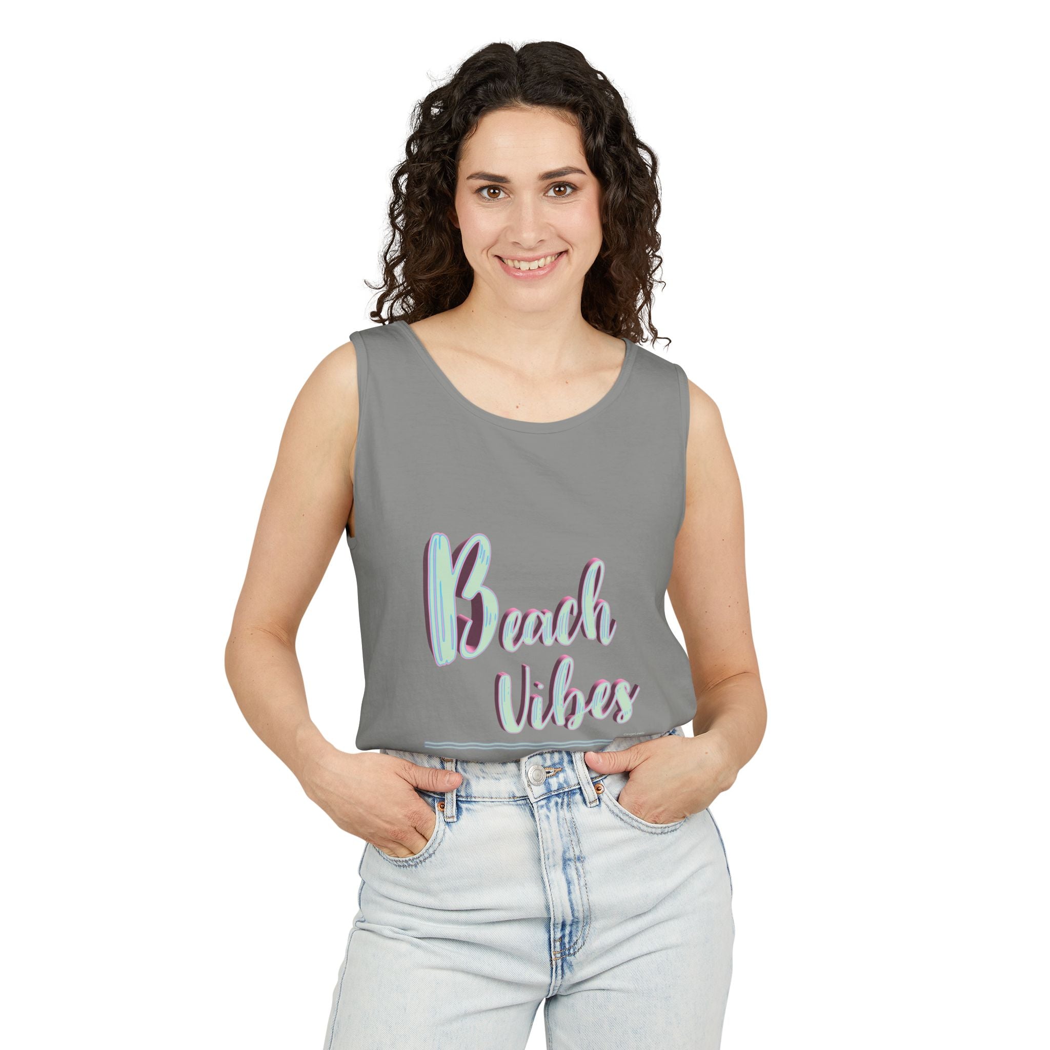 Beach Vibes Graphic Unisex Garment-Dyed Tank Top