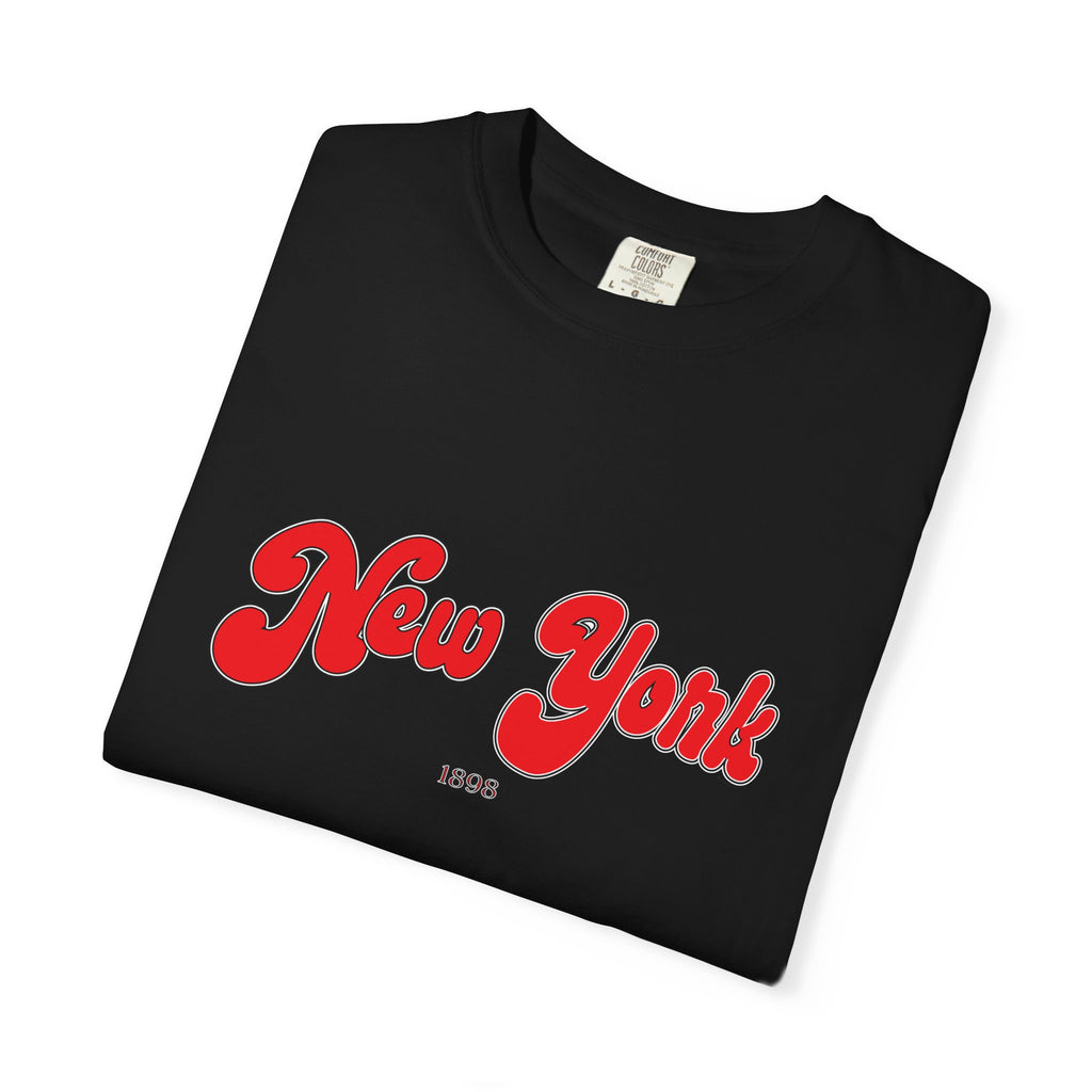 New York 1898 Black Red Lettering Graphic Tee