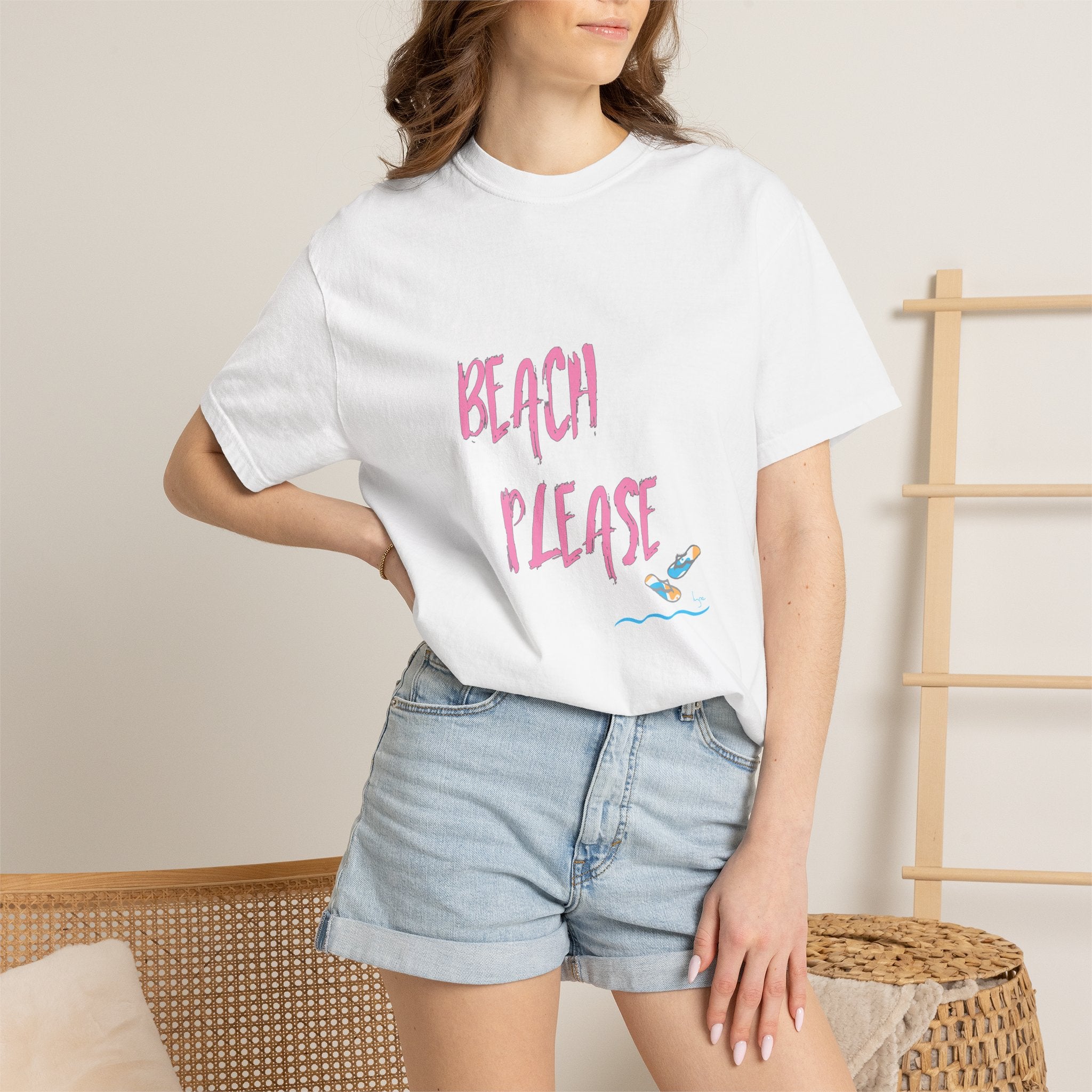 BEACH PLEASE Graphic Unisex Garment-Dyed T-shirt