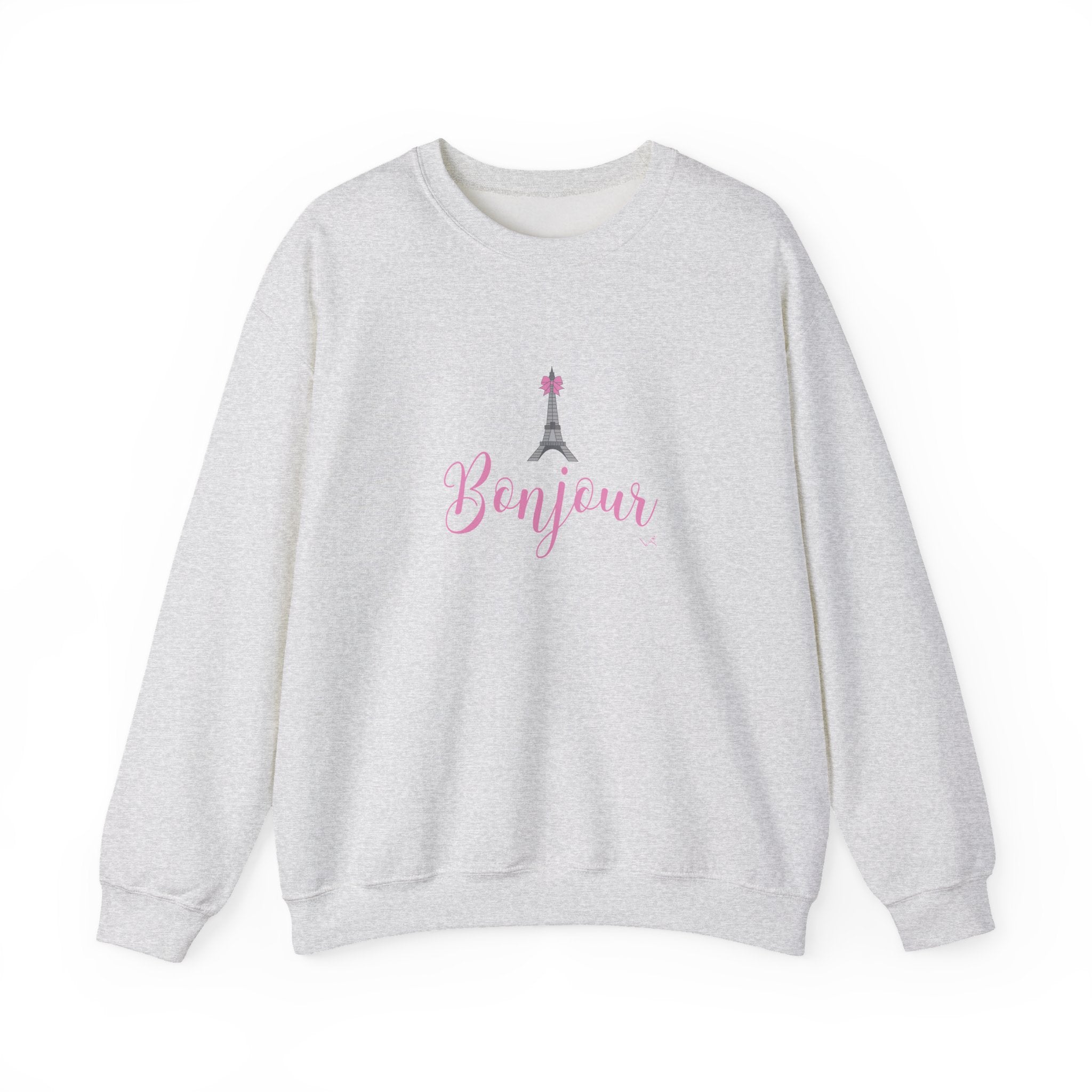 Bonjour Paris Eiffel Tower Graphic Sweatshirt - Unisex Heavy Blend™ Crewneck Sweatshirt