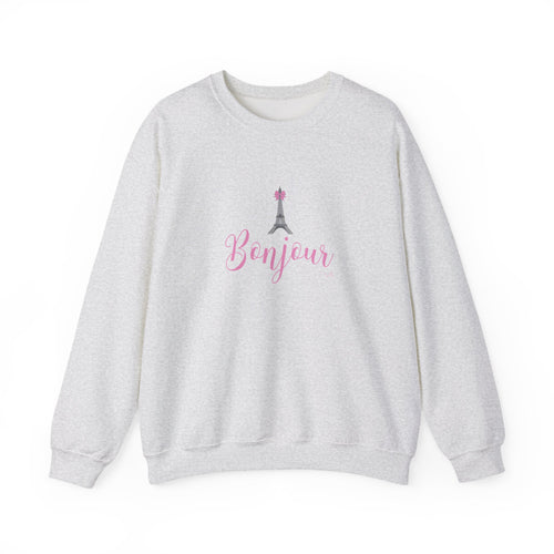 Bonjour Paris Eiffel Tower Graphic Sweatshirt - Unisex Heavy Blend™ Crewneck Sweatshirt