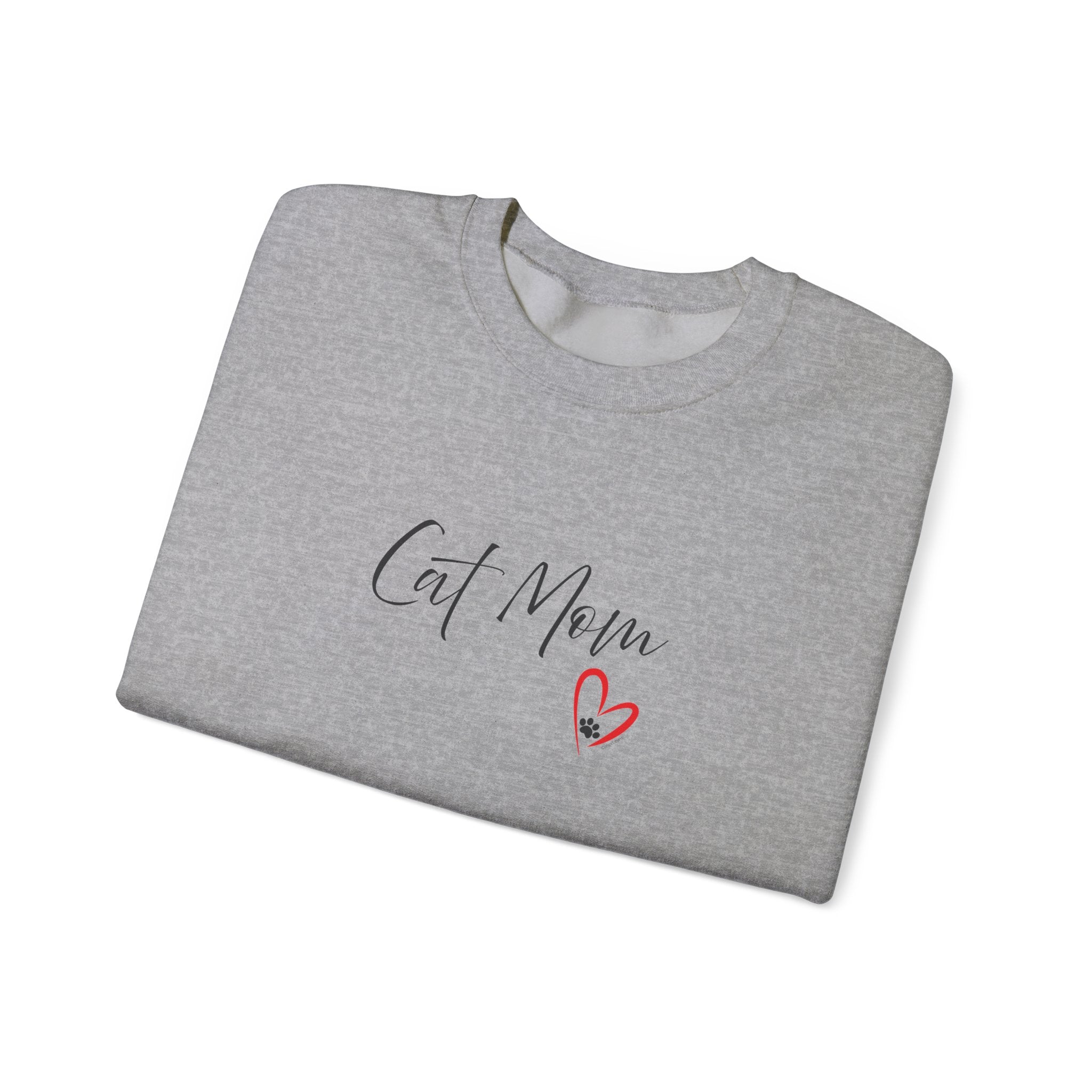 Cat Mom Heart Unisex Crewneck Sweatshirt