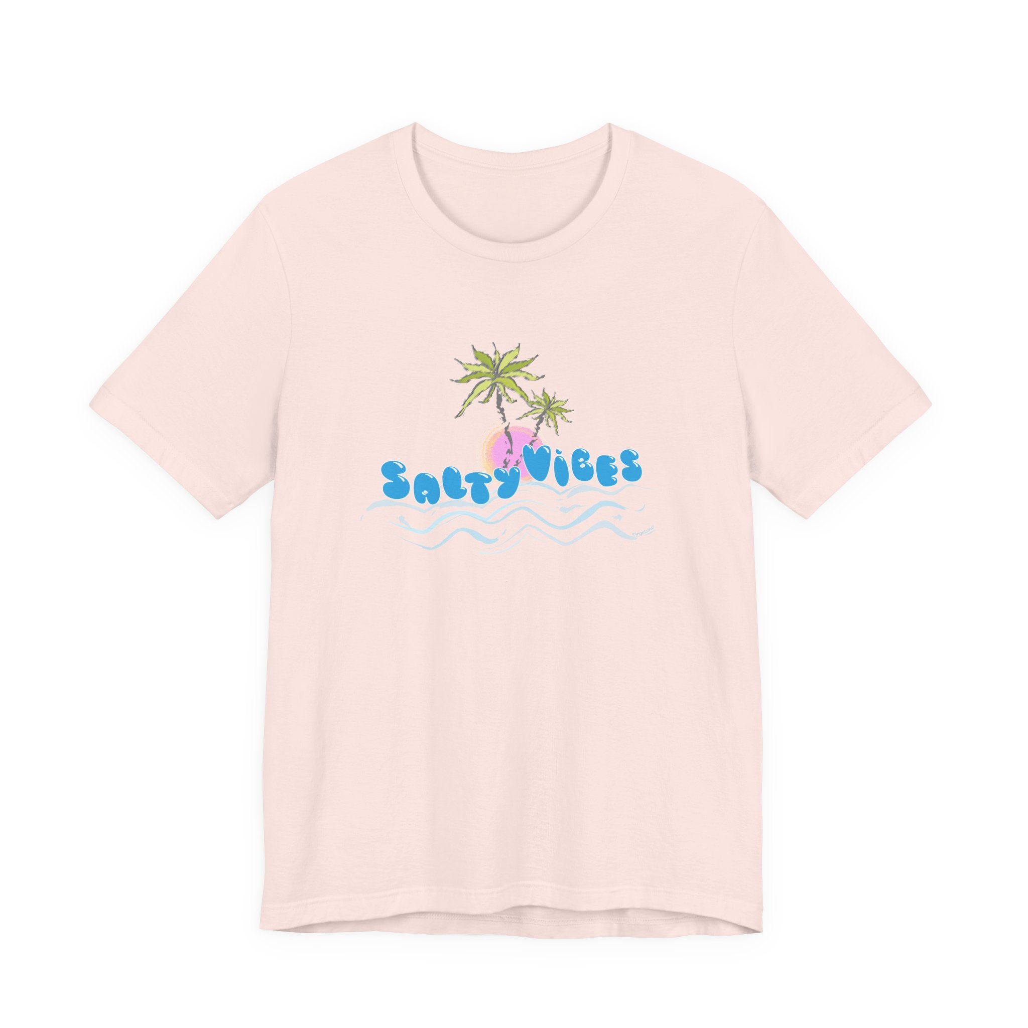 Salty Vibes Palm Trees Beach Graphic Unisex Short Sleeve Tee