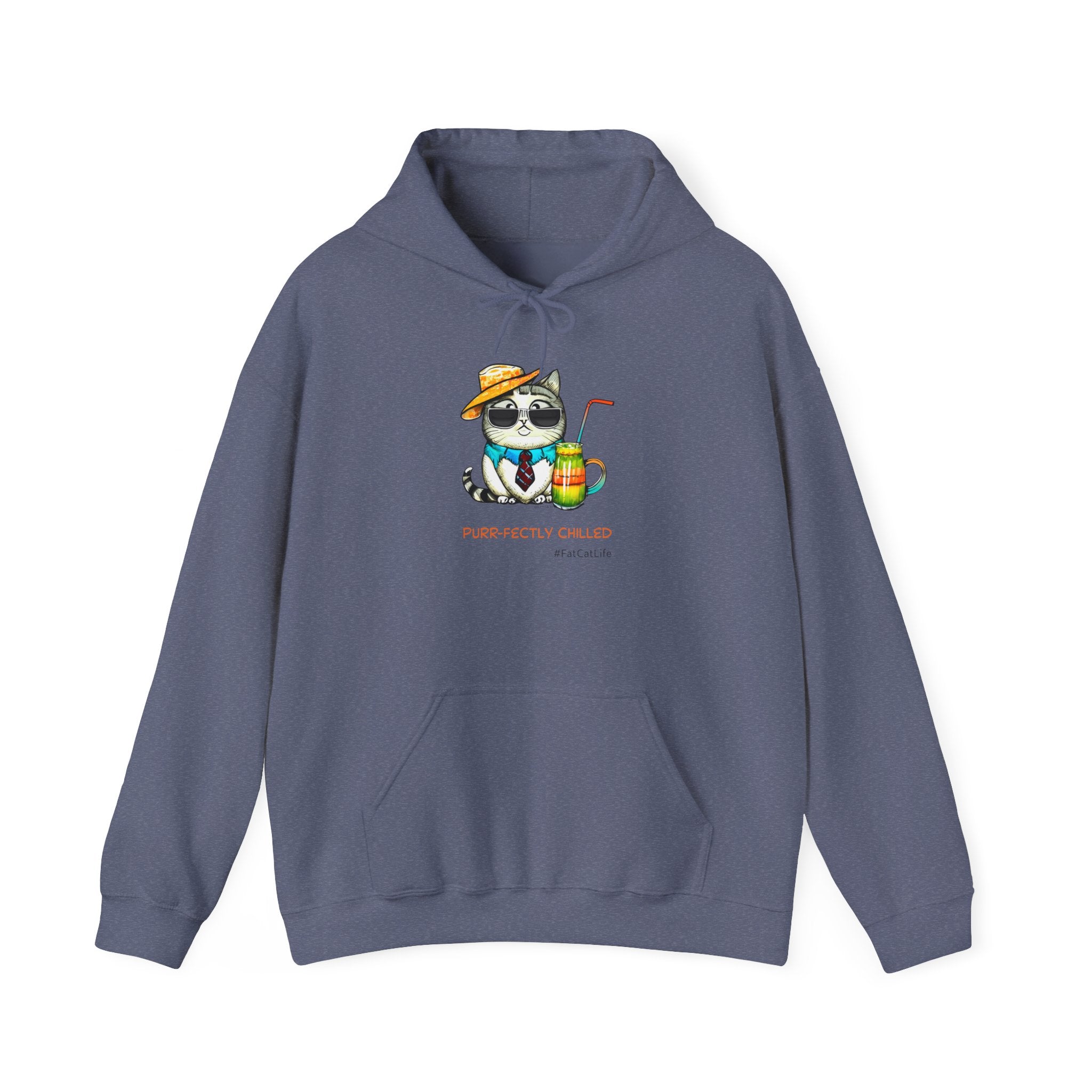 Purr-fectly Chilled Cat Graphic Hoodie Unisex Heavy Blend™ Hooded Sweatshirt