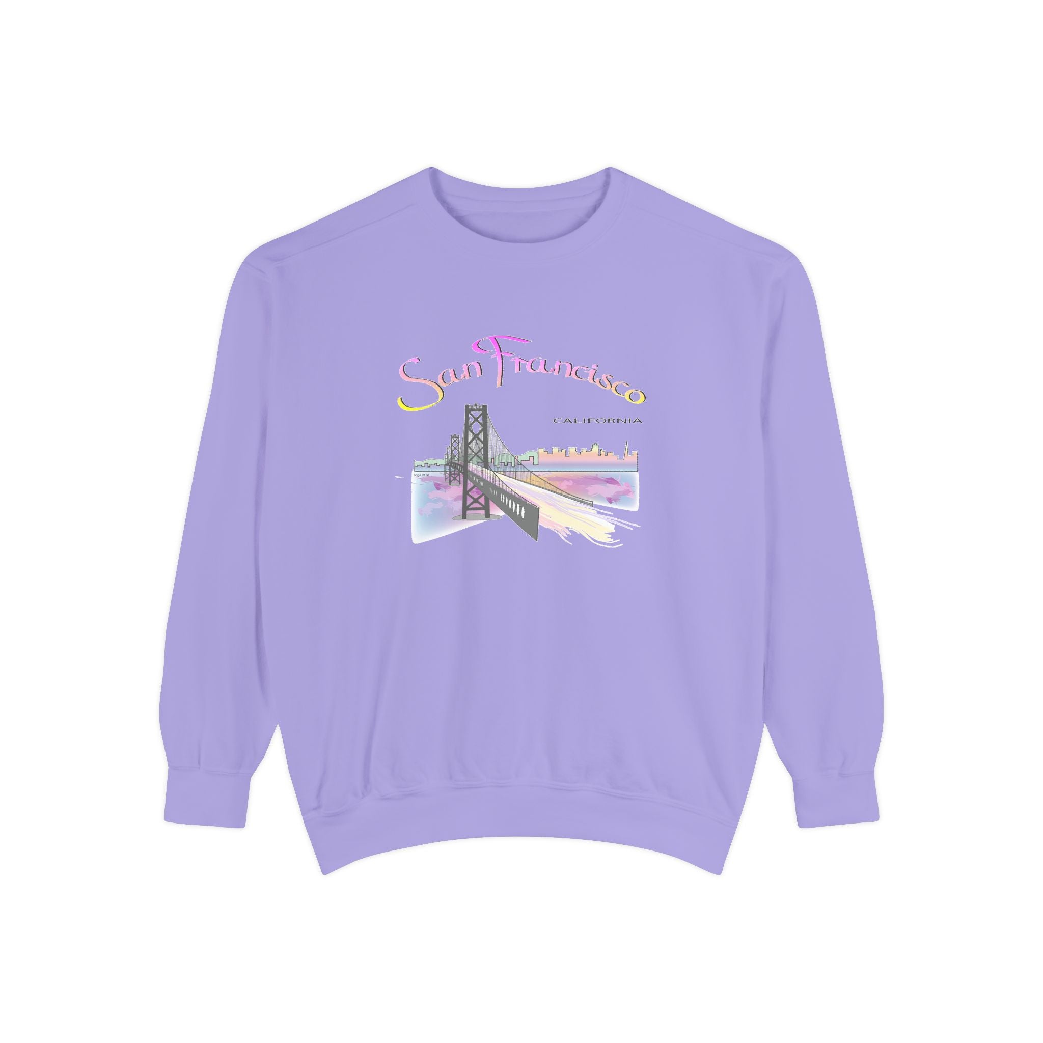 San Francisco Rainbow Bridge Graphic Sweatshirt - Unisex Garment-Dyed Sweatshirt