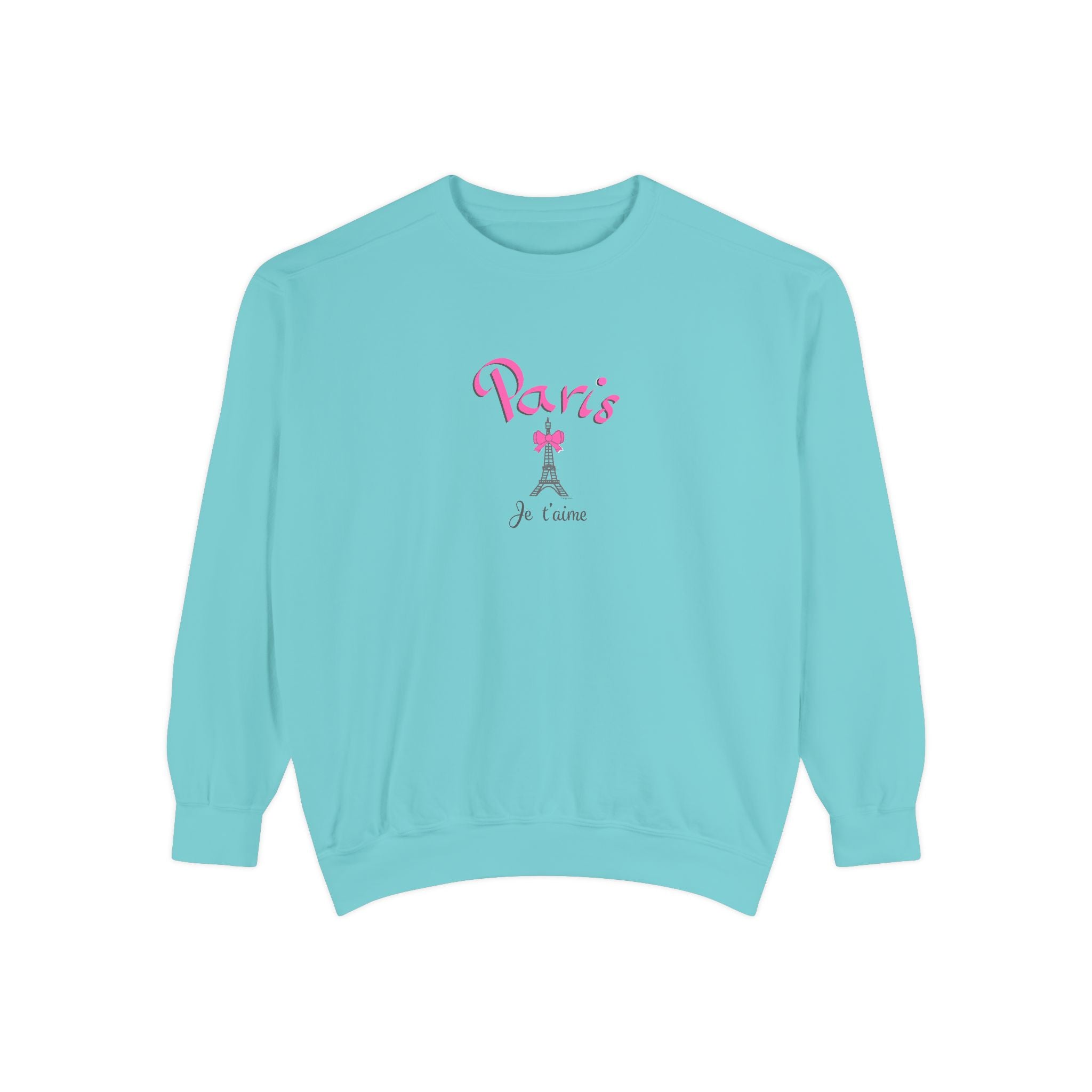Paris Je T’aime Eiffel Tower Graphic Sweatshirt - Unisex Garment-Dyed Sweatshirt