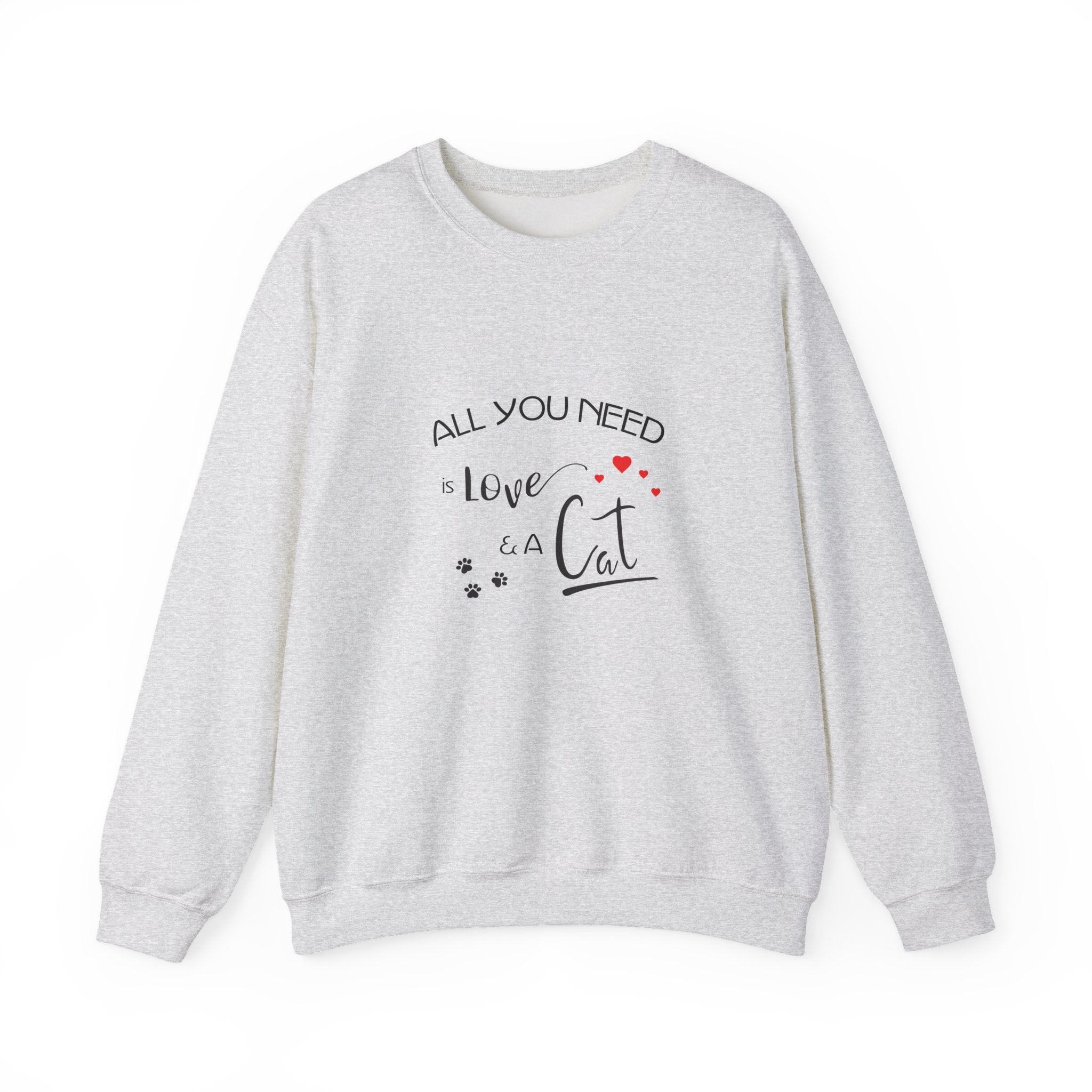 All You Need Is Love and a Cat Graphic Sweatshirt - Unisex Heavy Blend™ Crewneck Sweatshirt