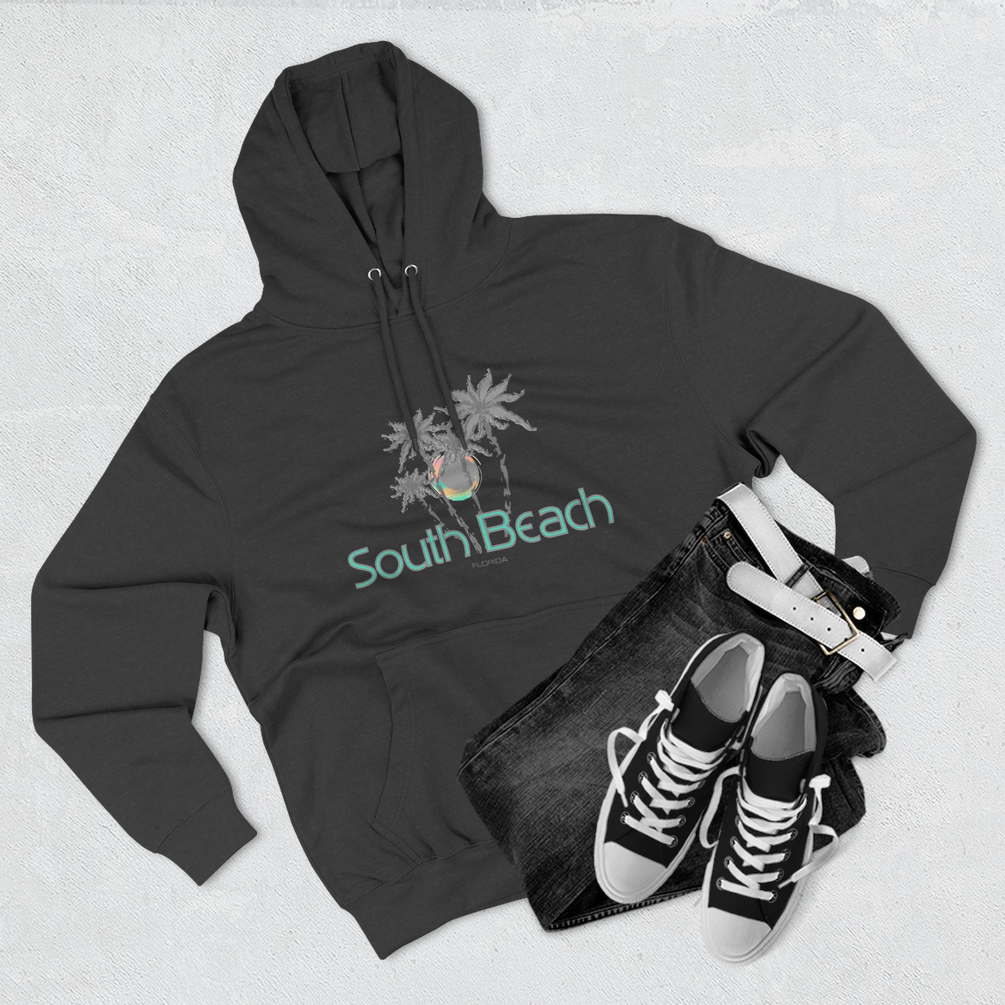 South Beach Miami Palm Tree Graphic Unisex Hoodie